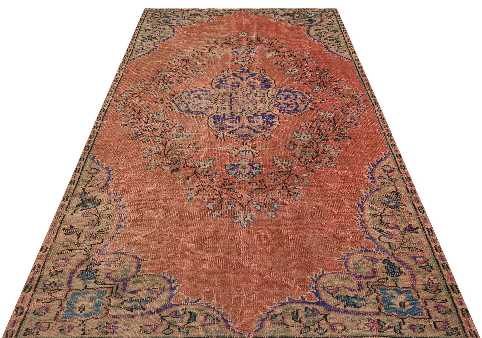 Eşsiz Renk ve Desenlerde Anadolu Vintage Eskitme El Dokuma Halı 155x271cm 9611