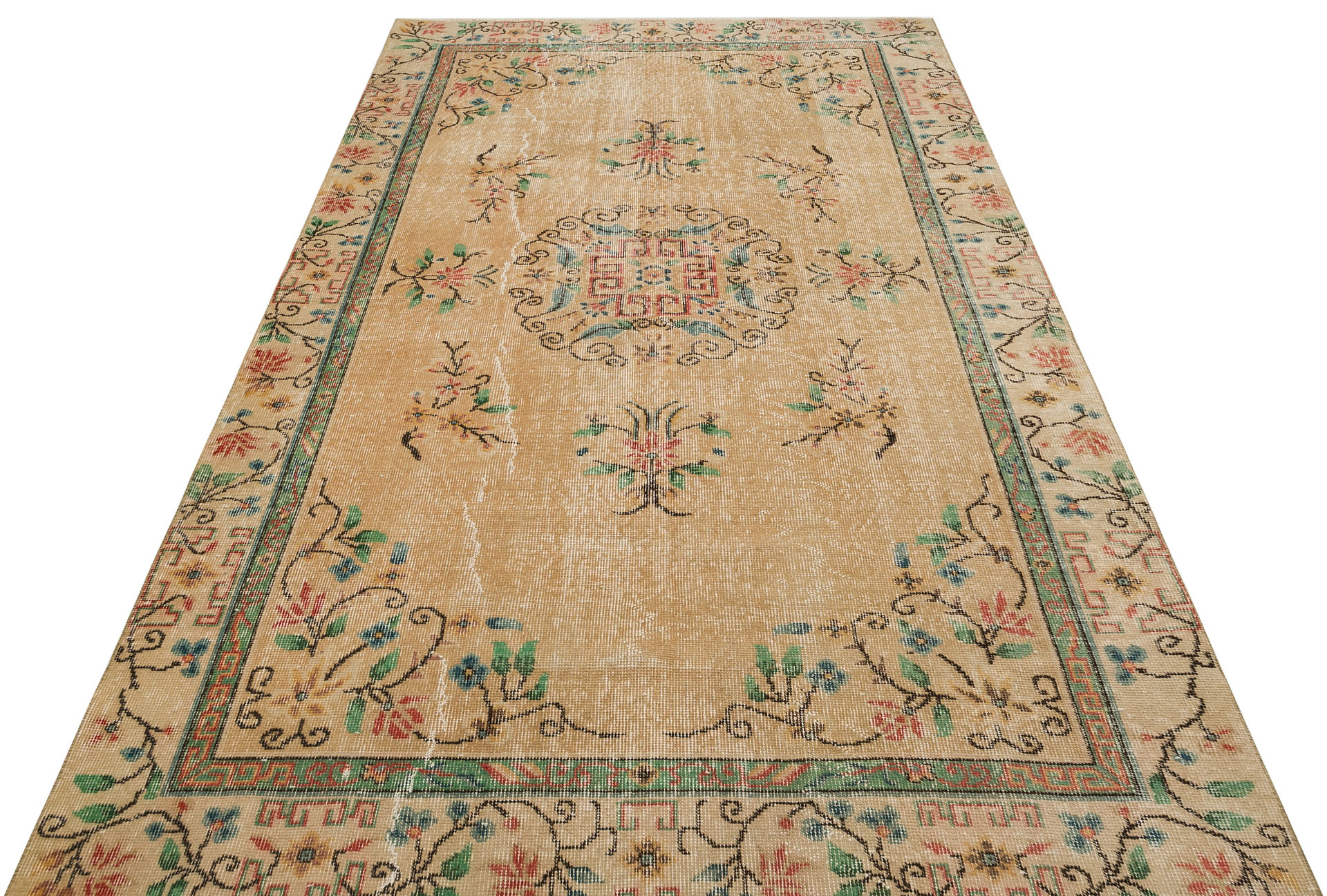 Eşsiz Renk ve Desenlerde Anadolu Vintage Eskitme El Dokuma Halı 161x269cm 9617