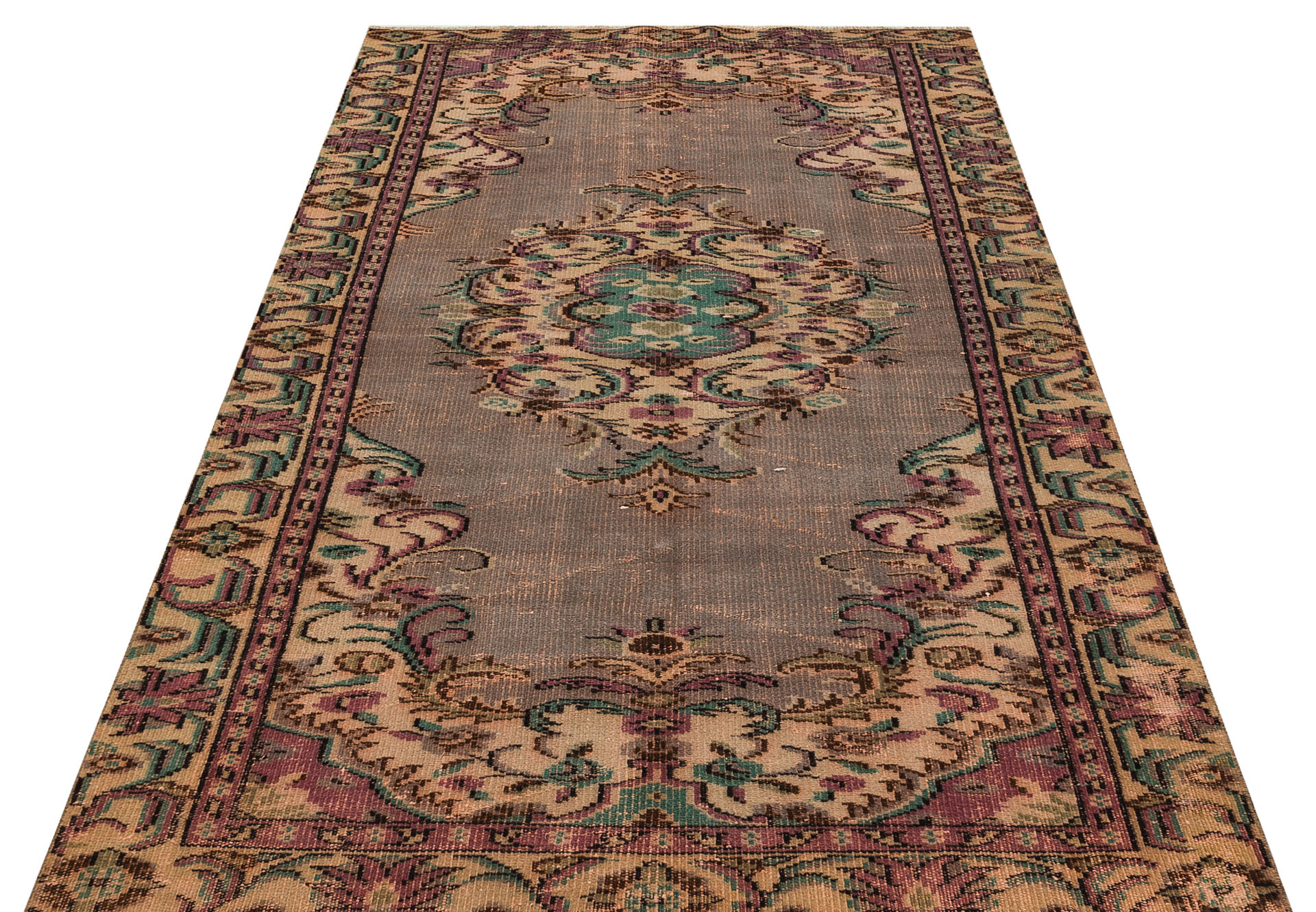 Eşsiz Renk ve Desenlerde Anadolu Vintage Eskitme El Dokuma Halı 139x232cm 9633