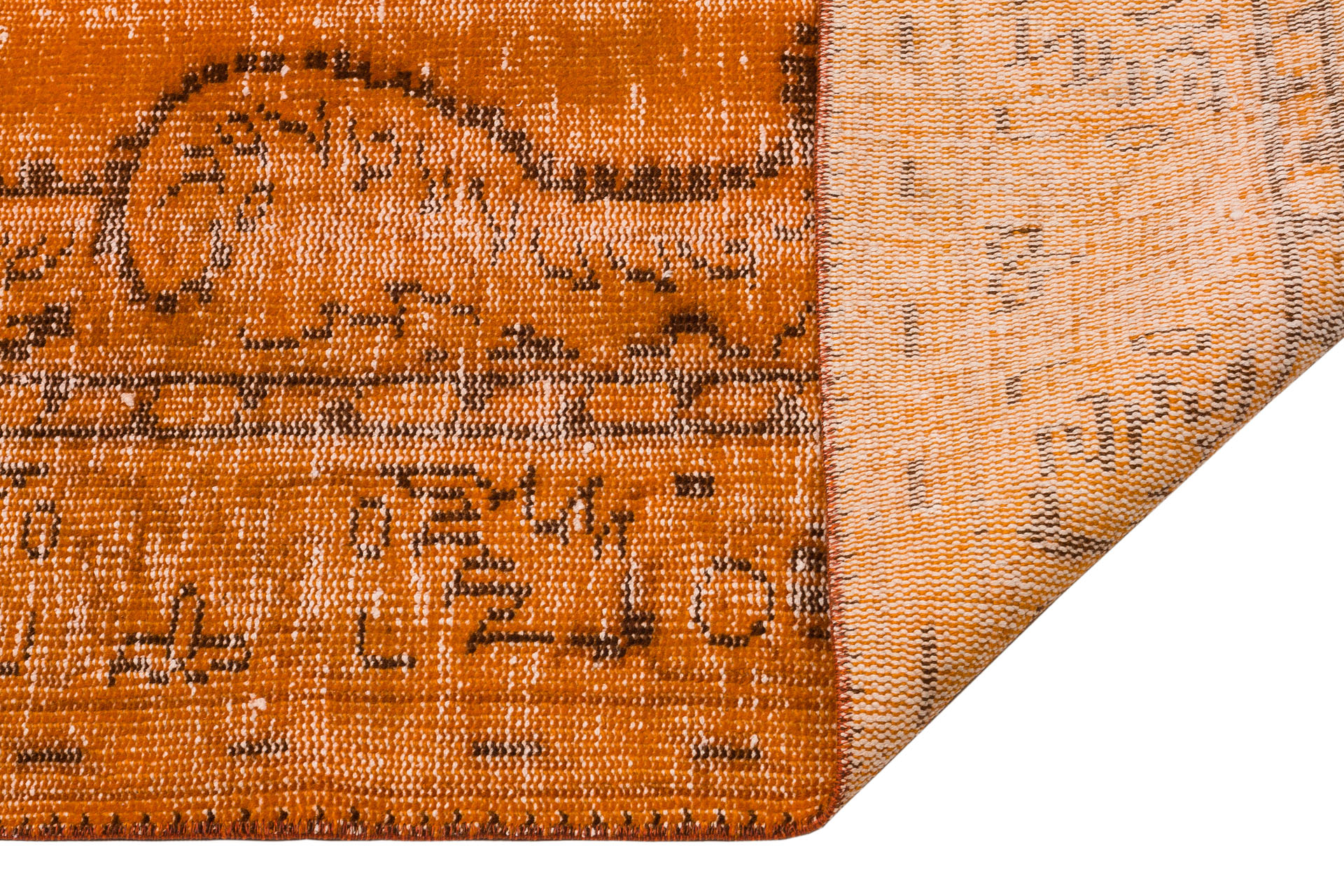 Anatolian Vintage Distressed Hand-Woven Rug in Unique Colors and Patterns — detail view 3, handmade vintage rug