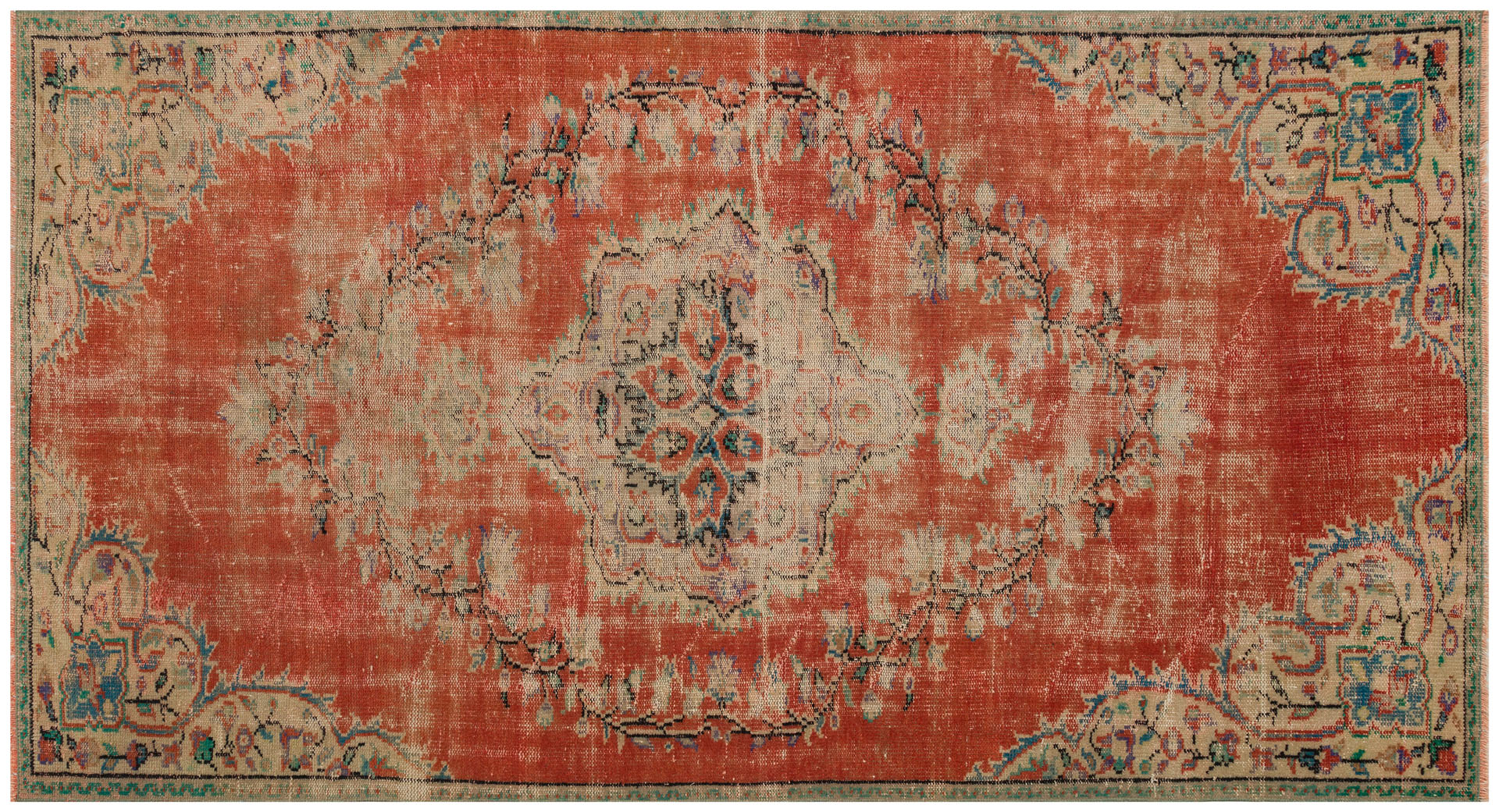 Eşsiz Renk ve Desenlerde Anadolu Vintage Eskitme El Dokuma Halı 150x278cm 9638 - Görsel 2