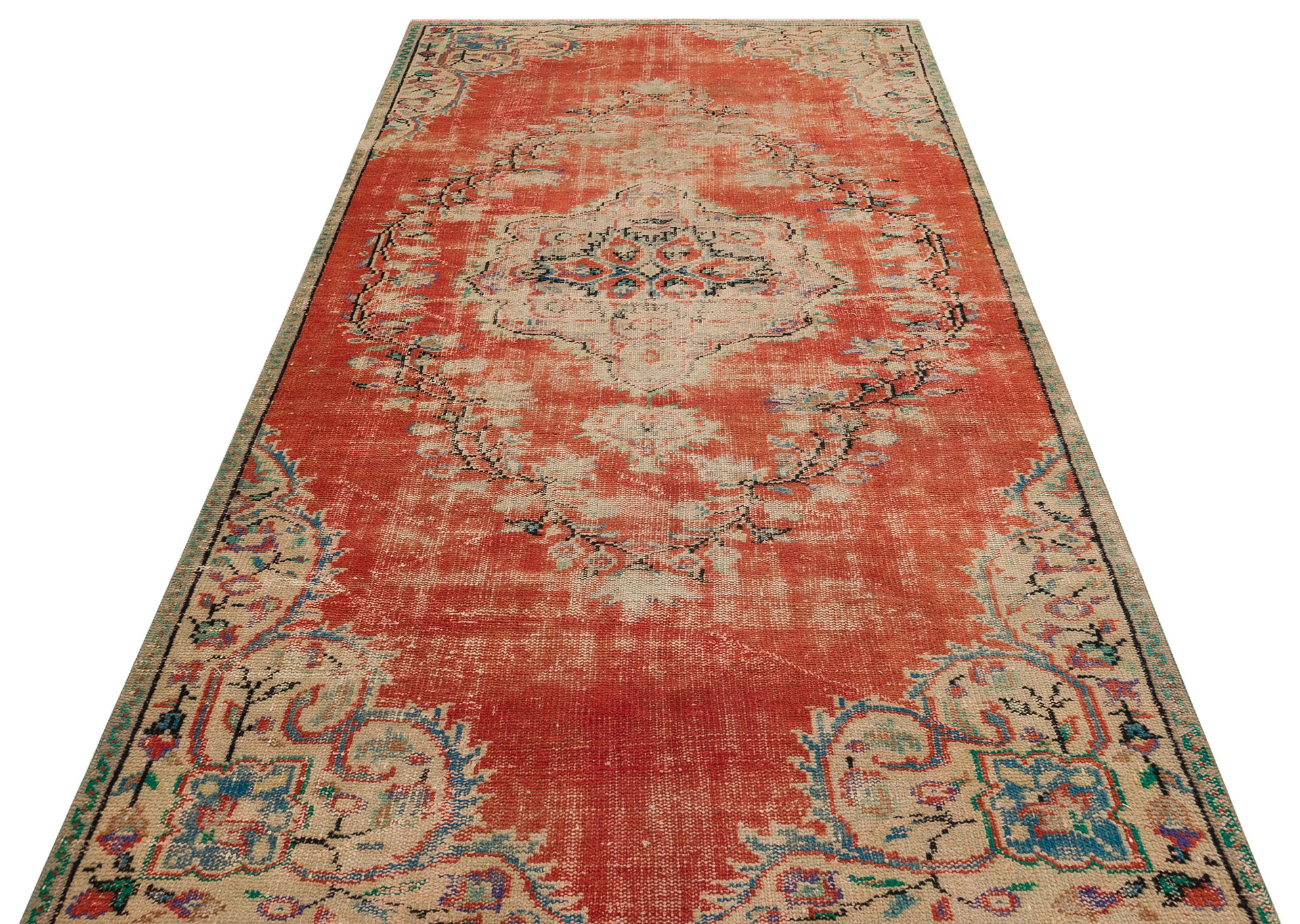 Eşsiz Renk ve Desenlerde Anadolu Vintage Eskitme El Dokuma Halı 150x278cm 9638