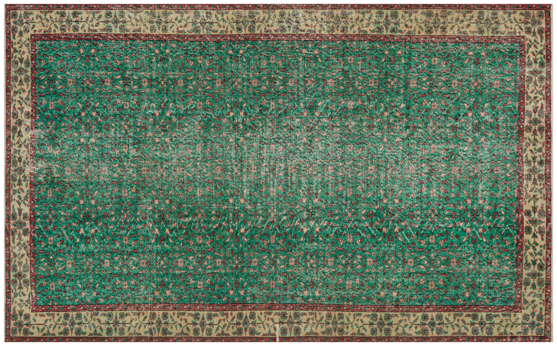 Anatolian Vintage Distressed Hand-Woven Rug in Unique Colors and Patterns — detail view 3, handmade vintage rug