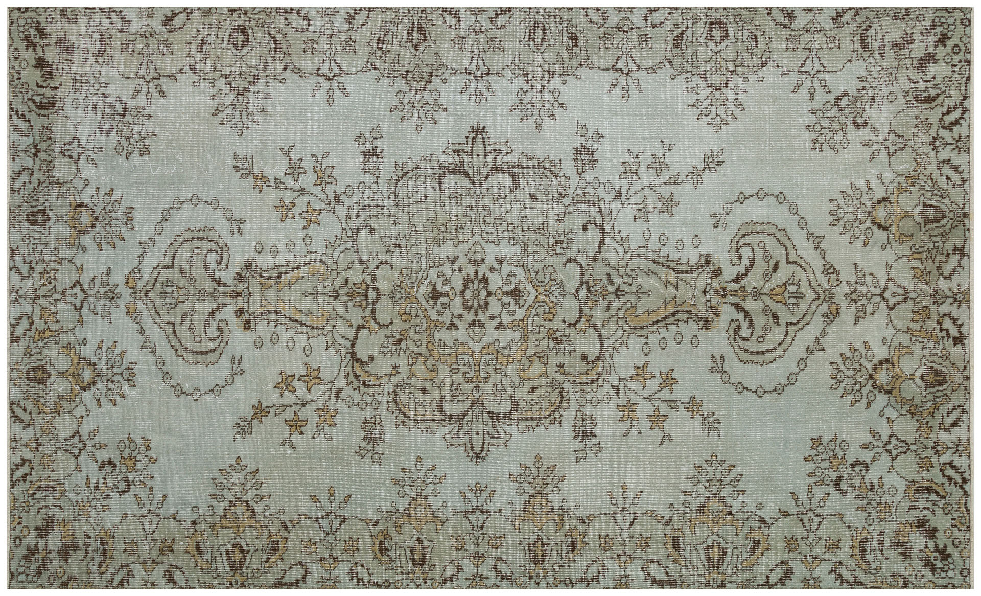 Anatolian-Patterned Distressed Rug — detail view 2, handmade vintage rug