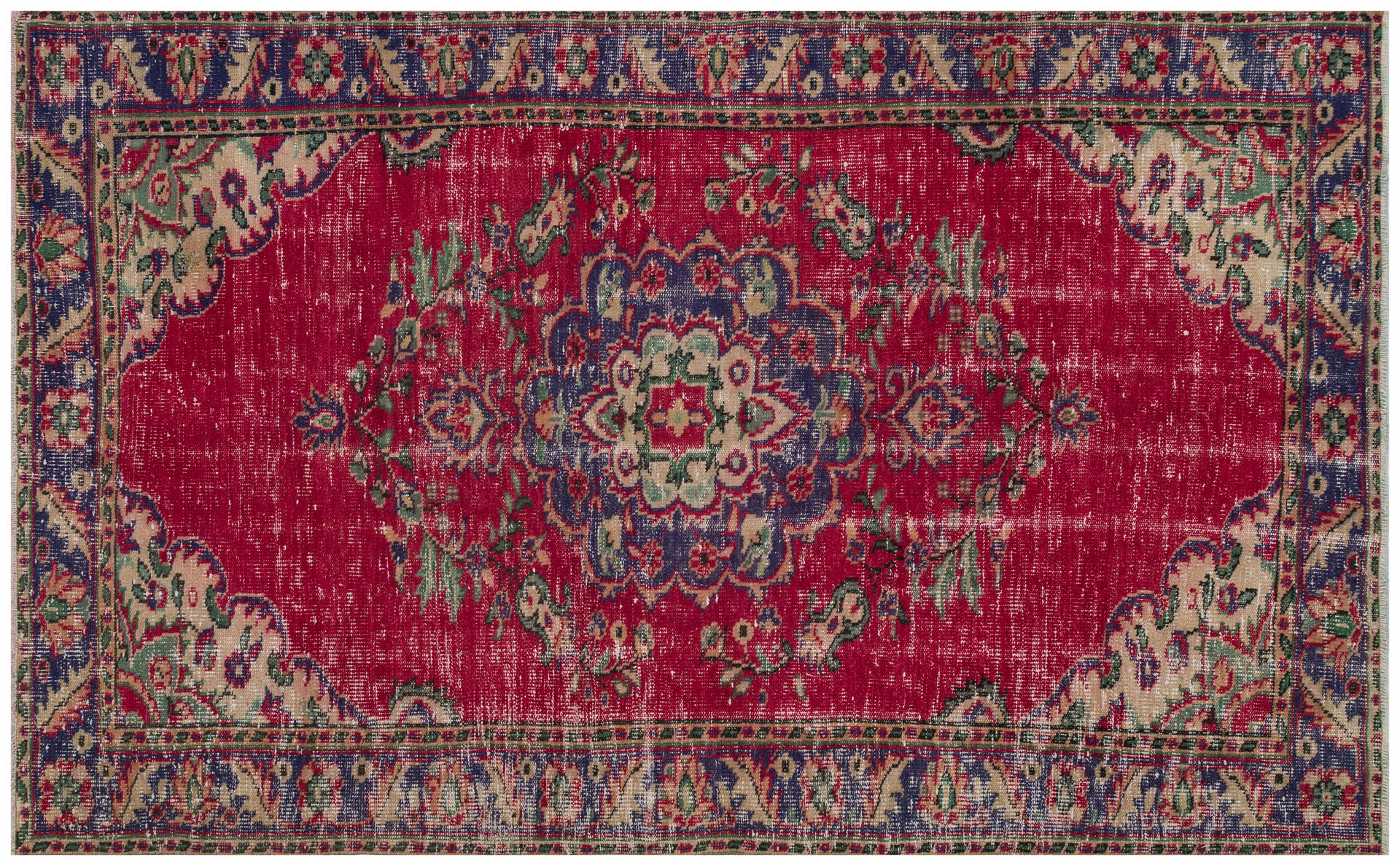 Eşsiz Renk ve Desenlerde Anadolu Vintage Eskitme El Dokuma Halı 156x247cm 9656 - Görsel 2