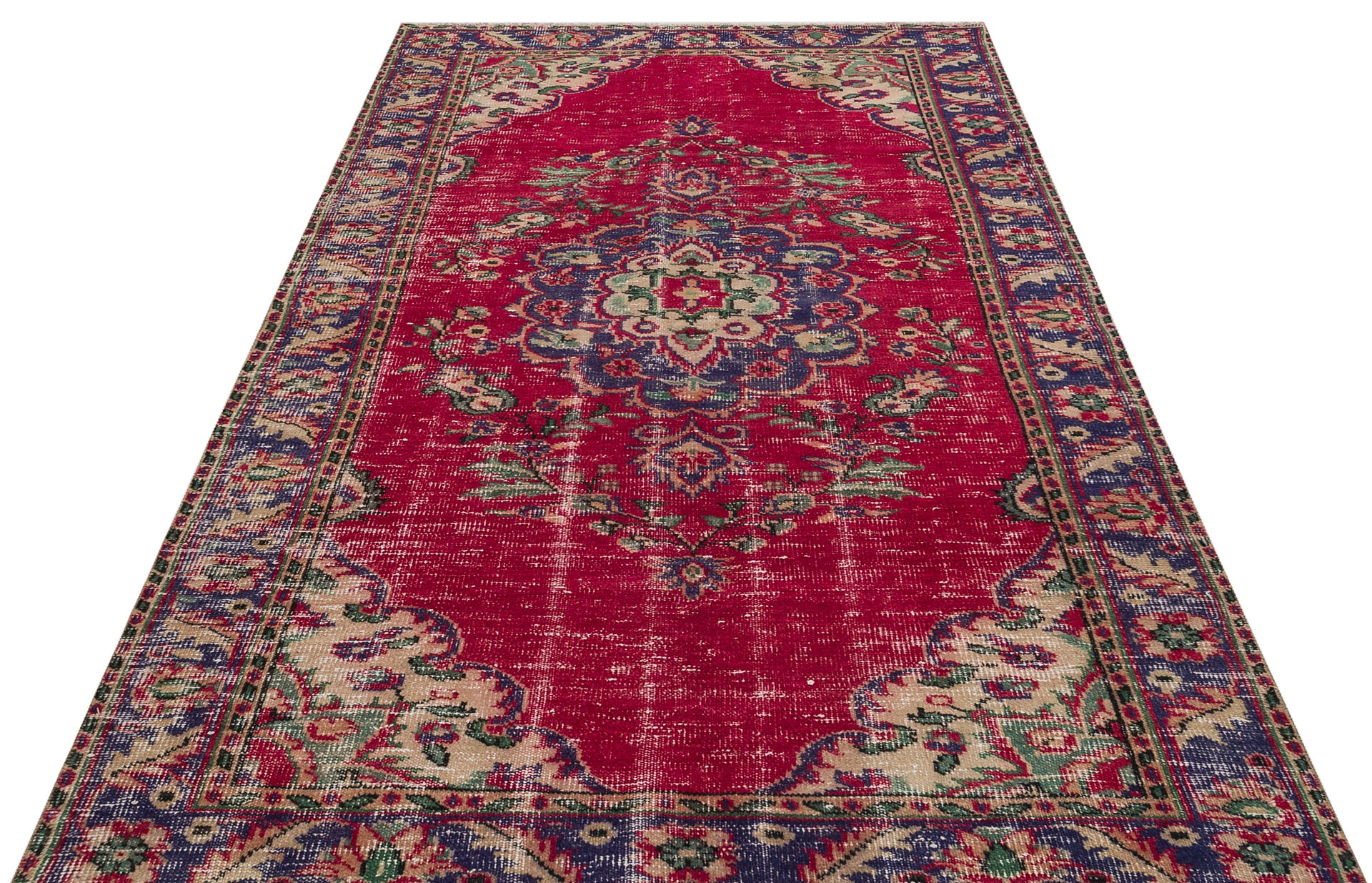 Eşsiz Renk ve Desenlerde Anadolu Vintage Eskitme El Dokuma Halı 156x247cm 9656