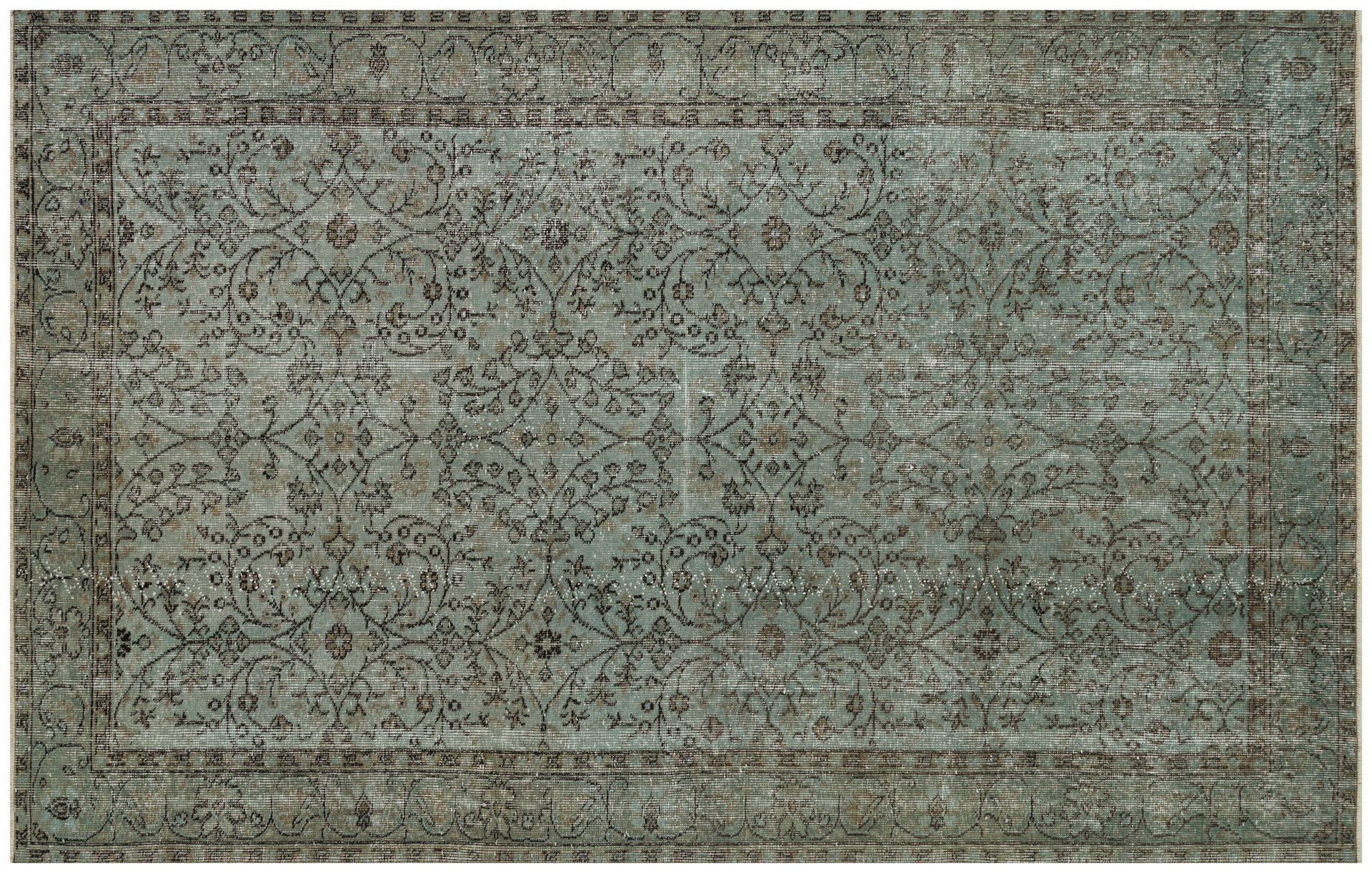 Anatolian Vintage Distressed Handwoven Rug in Unique Colors and Patterns — detail view 3, handmade vintage rug