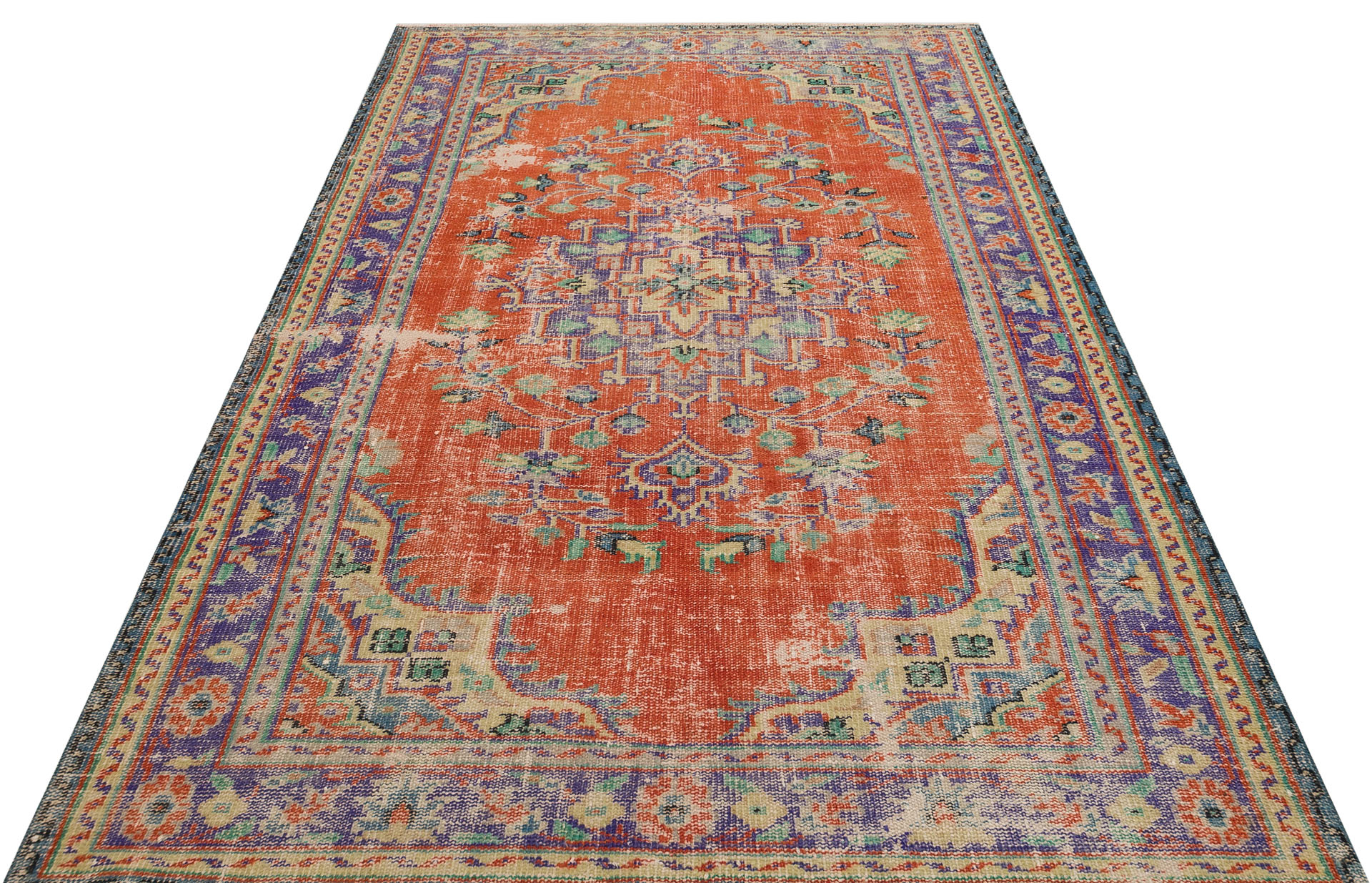 Eşsiz Renk ve Desenlerde Anadolu Vintage Eskitme El Dokuma Halı 165x250cm 9665