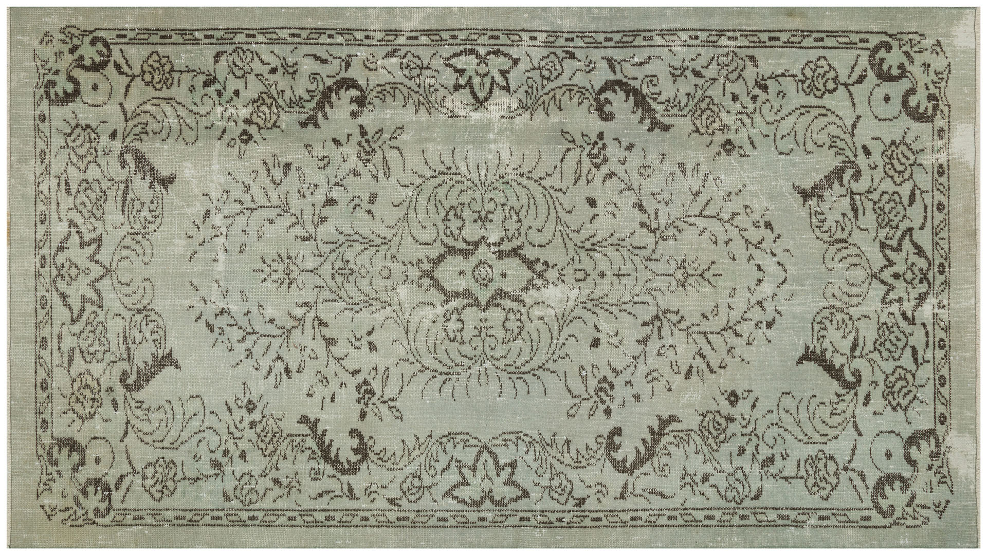 Handmade Distressed Wool Rug — detail view 2, handmade vintage rug