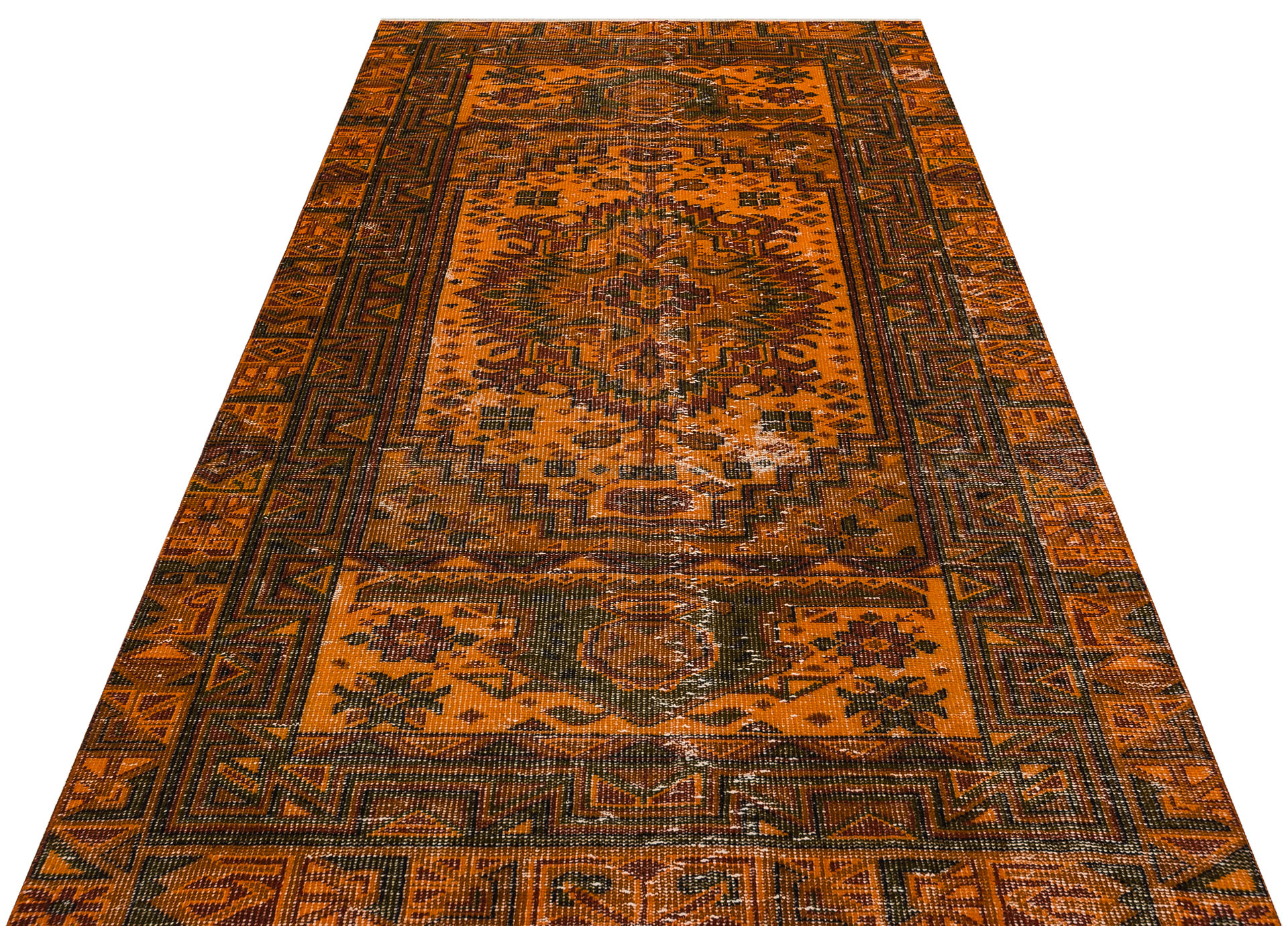 Eşsiz Renk ve Desenlerde Anadolu Vintage Eskitme El Dokuma Halı 145x251cm 9673