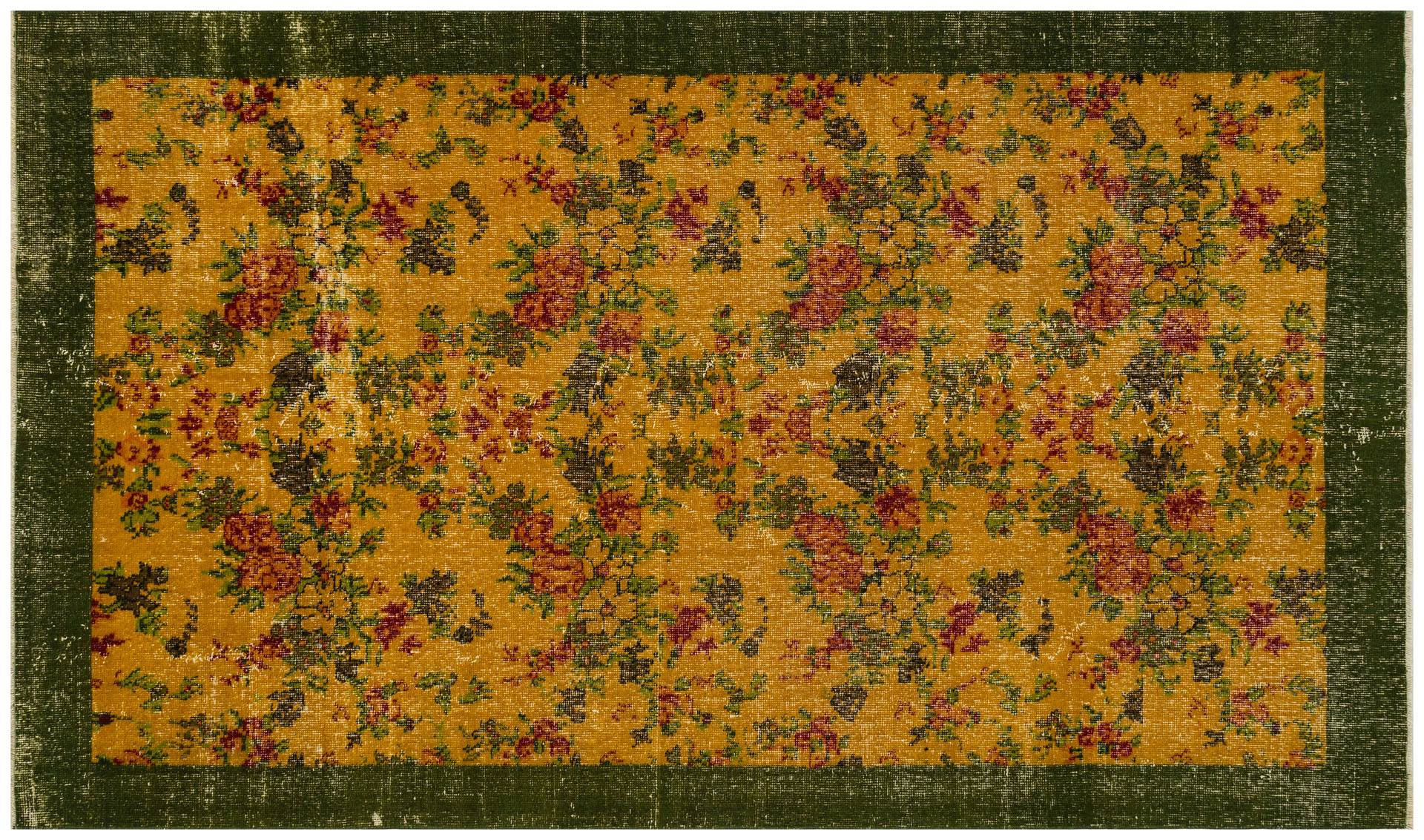 Anatolian-Patterned Distressed Rug — detail view 3, handmade vintage rug