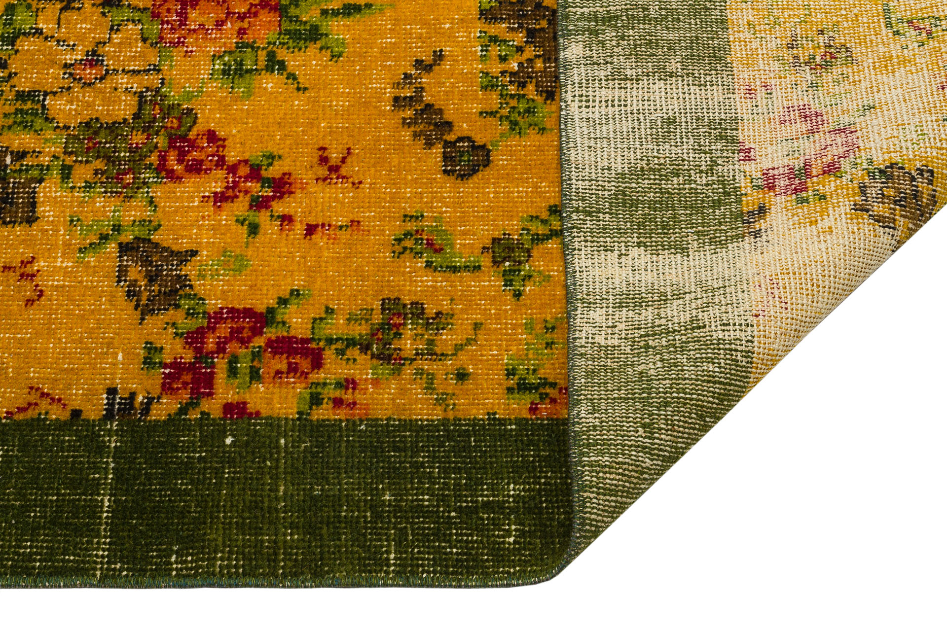 Anatolian-Patterned Distressed Rug — detail view 2, handmade vintage rug