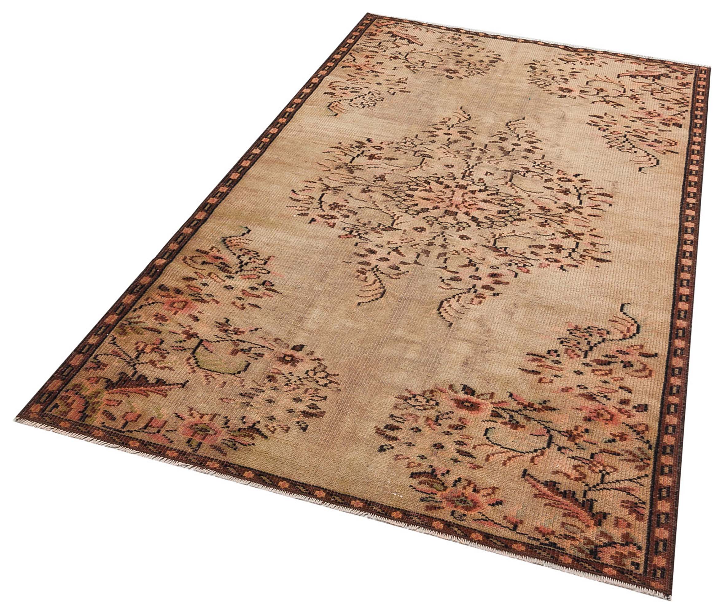 Özel Vintage Eskitme El Dokuma Halı 141 x 236 cm F1244