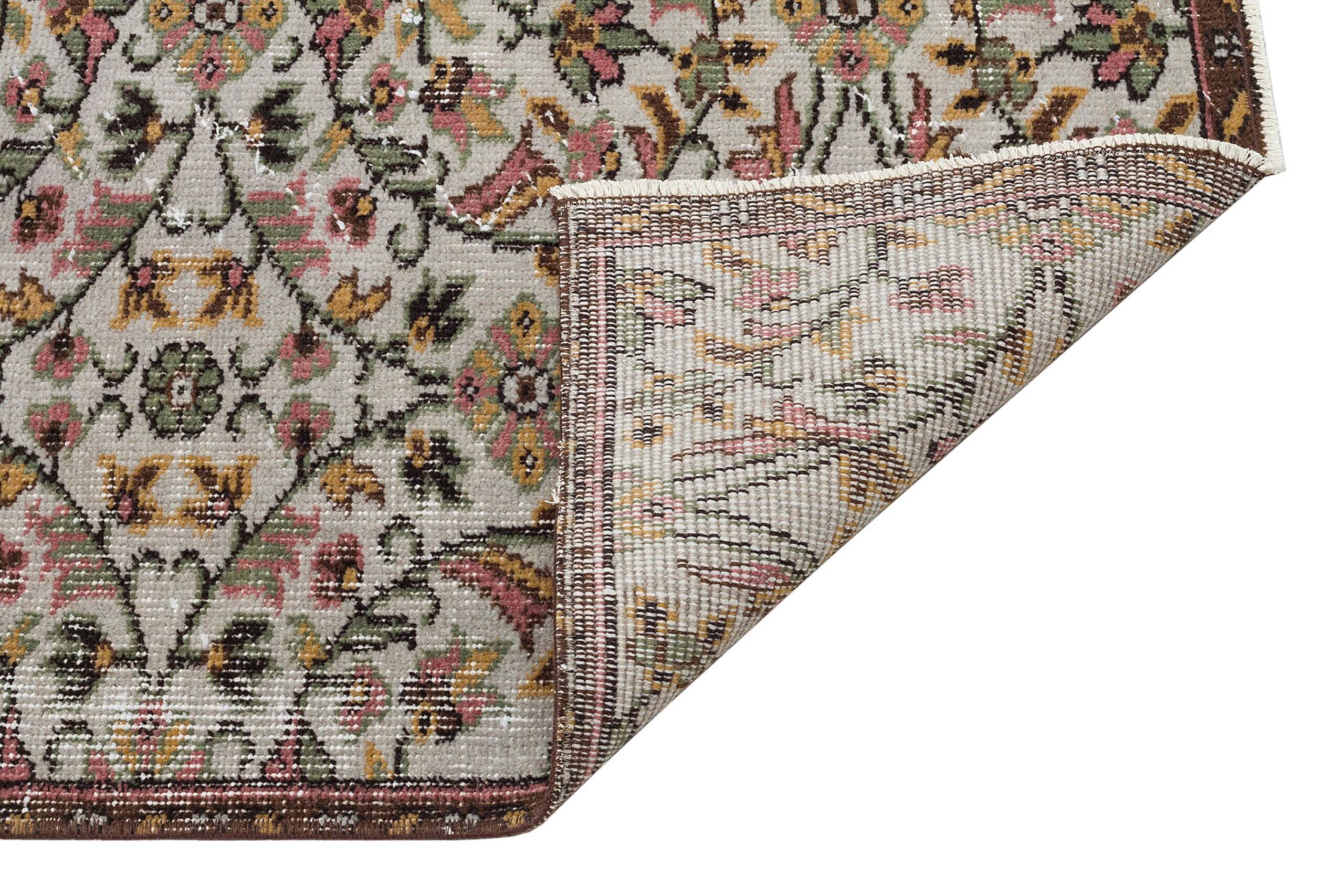 Anatolian-Patterned Distressed Rug — detail view 3, handmade vintage rug