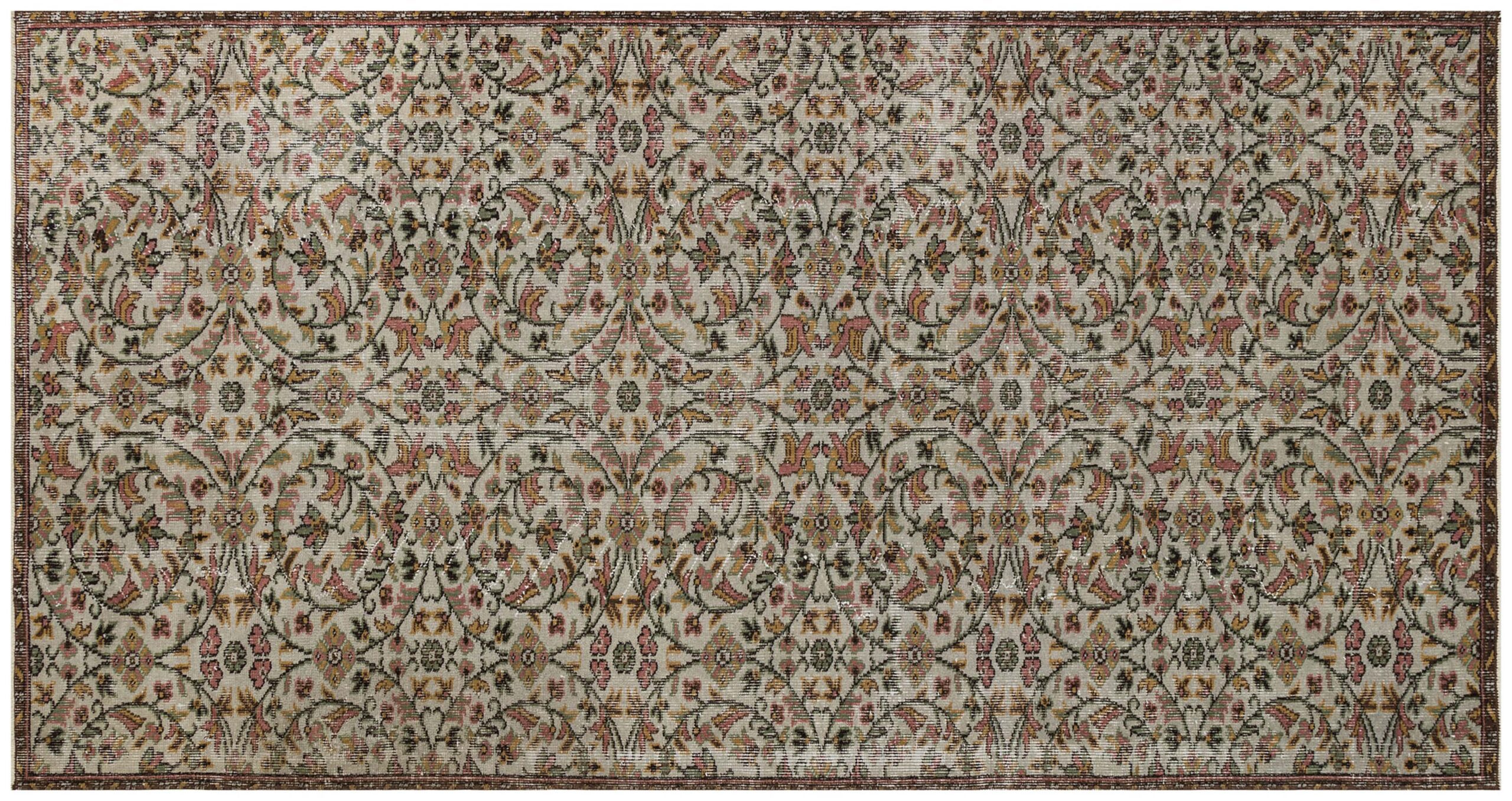 Anatolian-Patterned Distressed Rug — detail view 2, handmade vintage rug