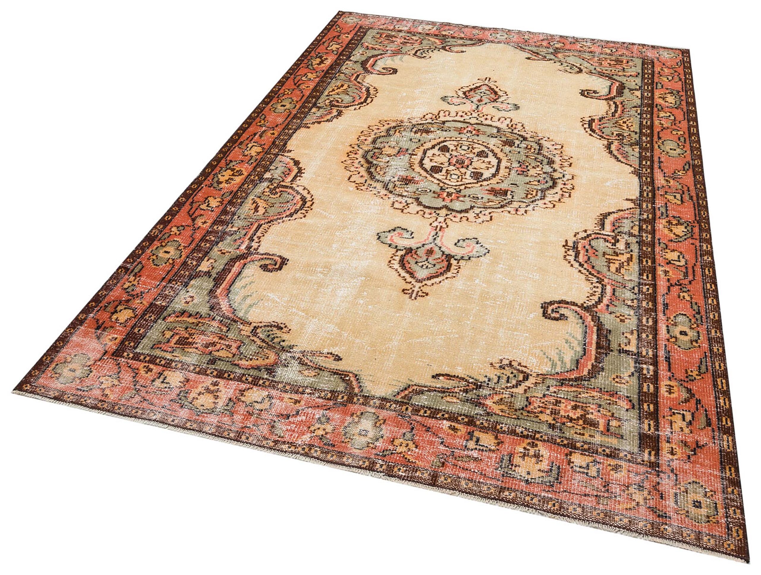 Eskitme El Dokuma Vintage Halı 181 x 270 cm F1319