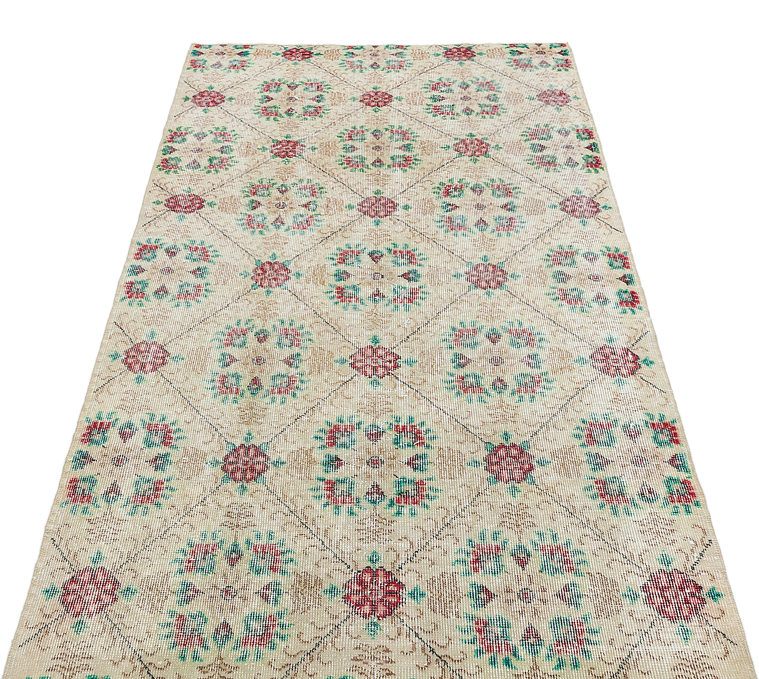 Authentic Hand-Woven Vintage Distressed Rug — detail view 3, handmade vintage rug