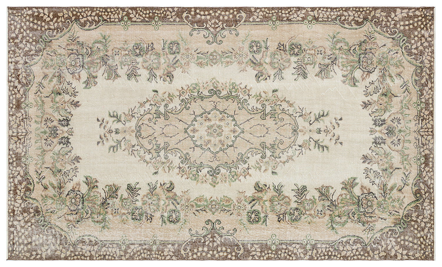 Custom Vintage Distressed Rug, vintage rug, Handmade, hand-knotted wool & silk, size 174 × 290 cm, from Isparta