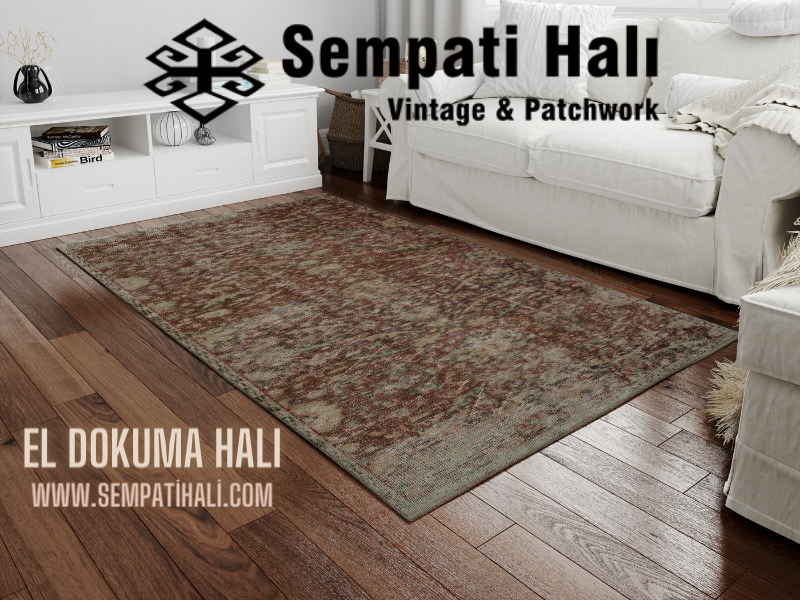 Klasik Modern Vintage El Dokuma Halı 131 x 240 cm 8597