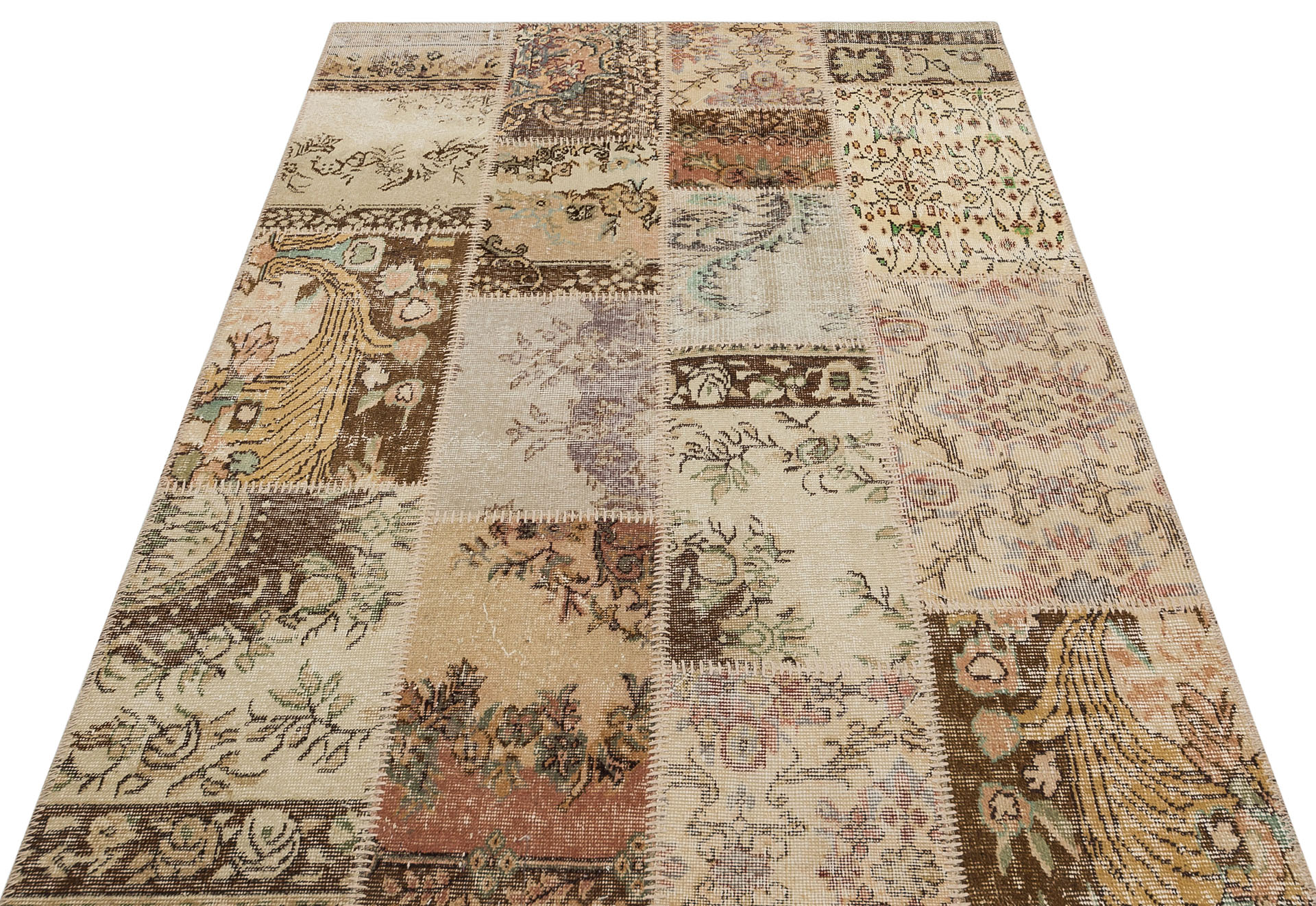 Klasik Modern Patchwork Eskitme El Dokuma Halı 140x200 cm 6193