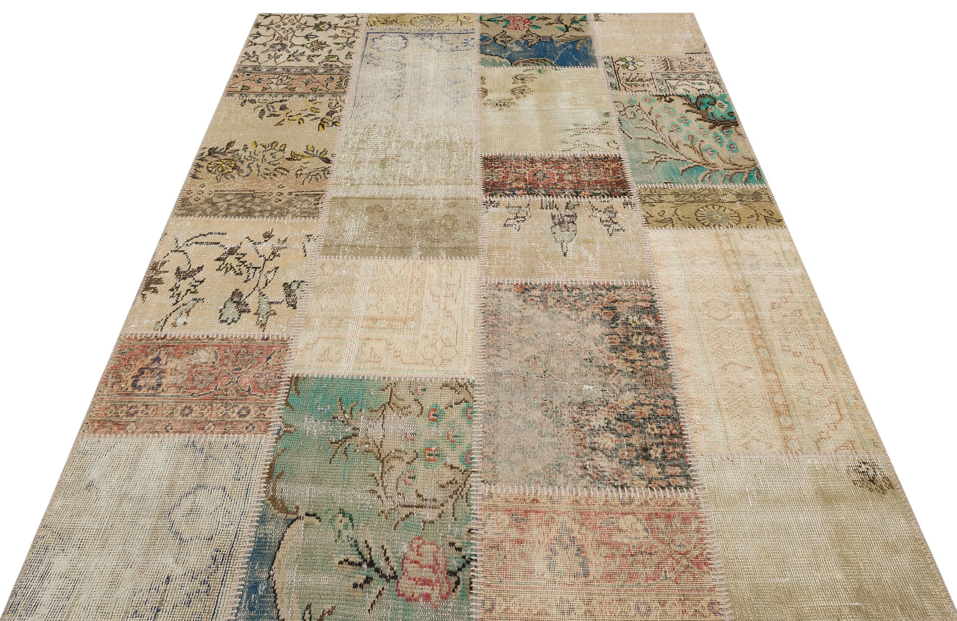 Klasik Modern Patchwork Eskitme El Dokuma Halı 160x230 cm 6196