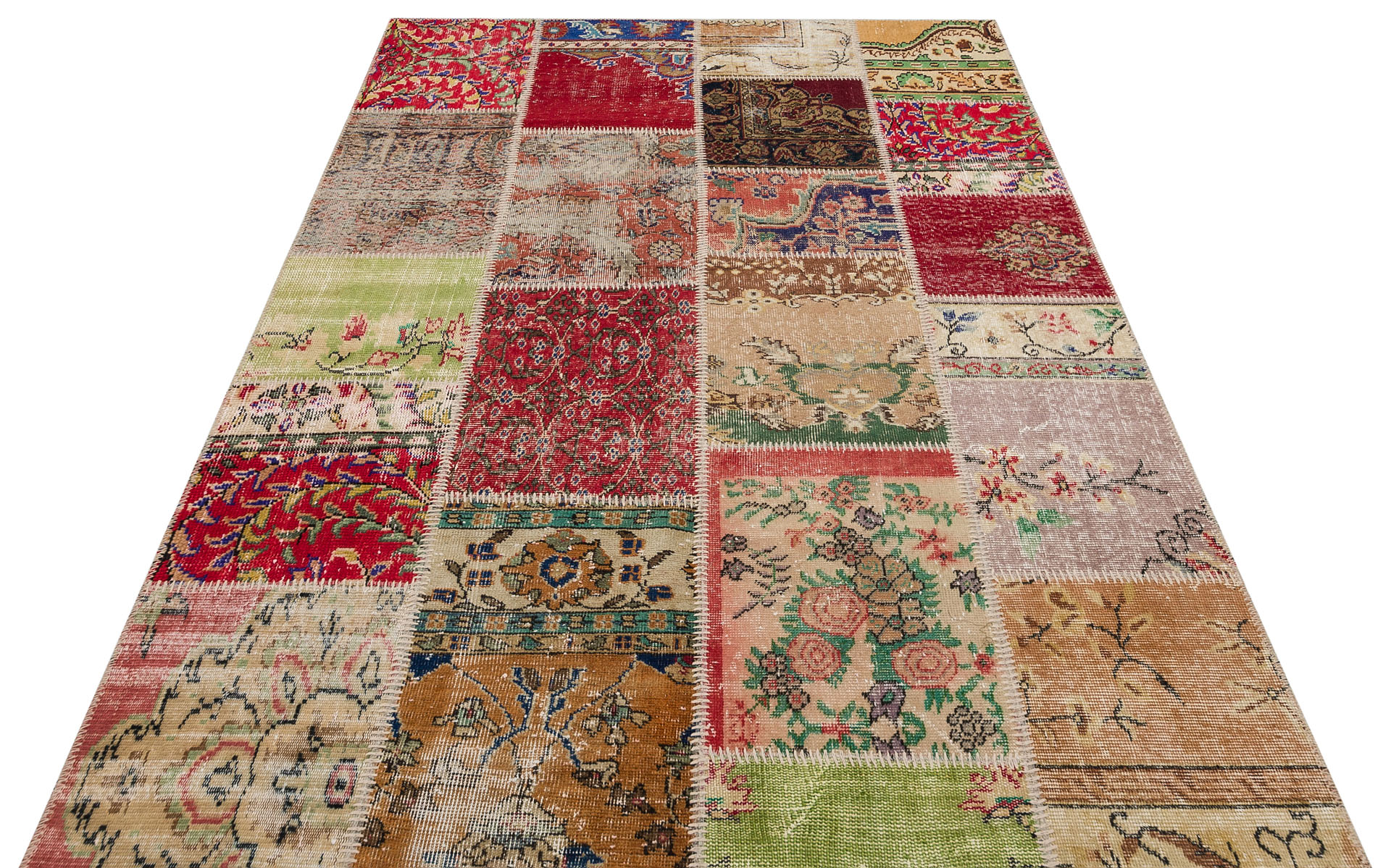 Klasik Modern Patchwork Eskitme El Dokuma Halı 160x230 cm 6201