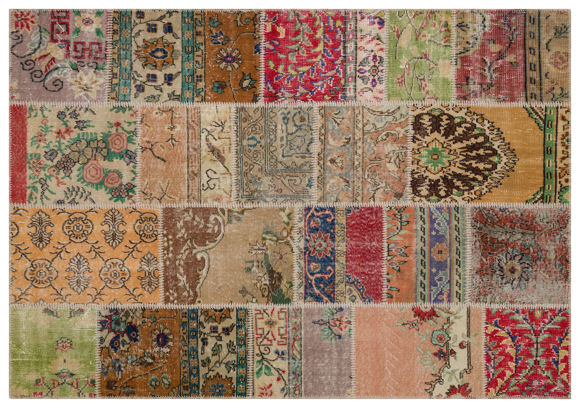 Klasik Modern Patchwork Eskitme El Dokuma Halı 160x230 cm 6202 - Görsel 2