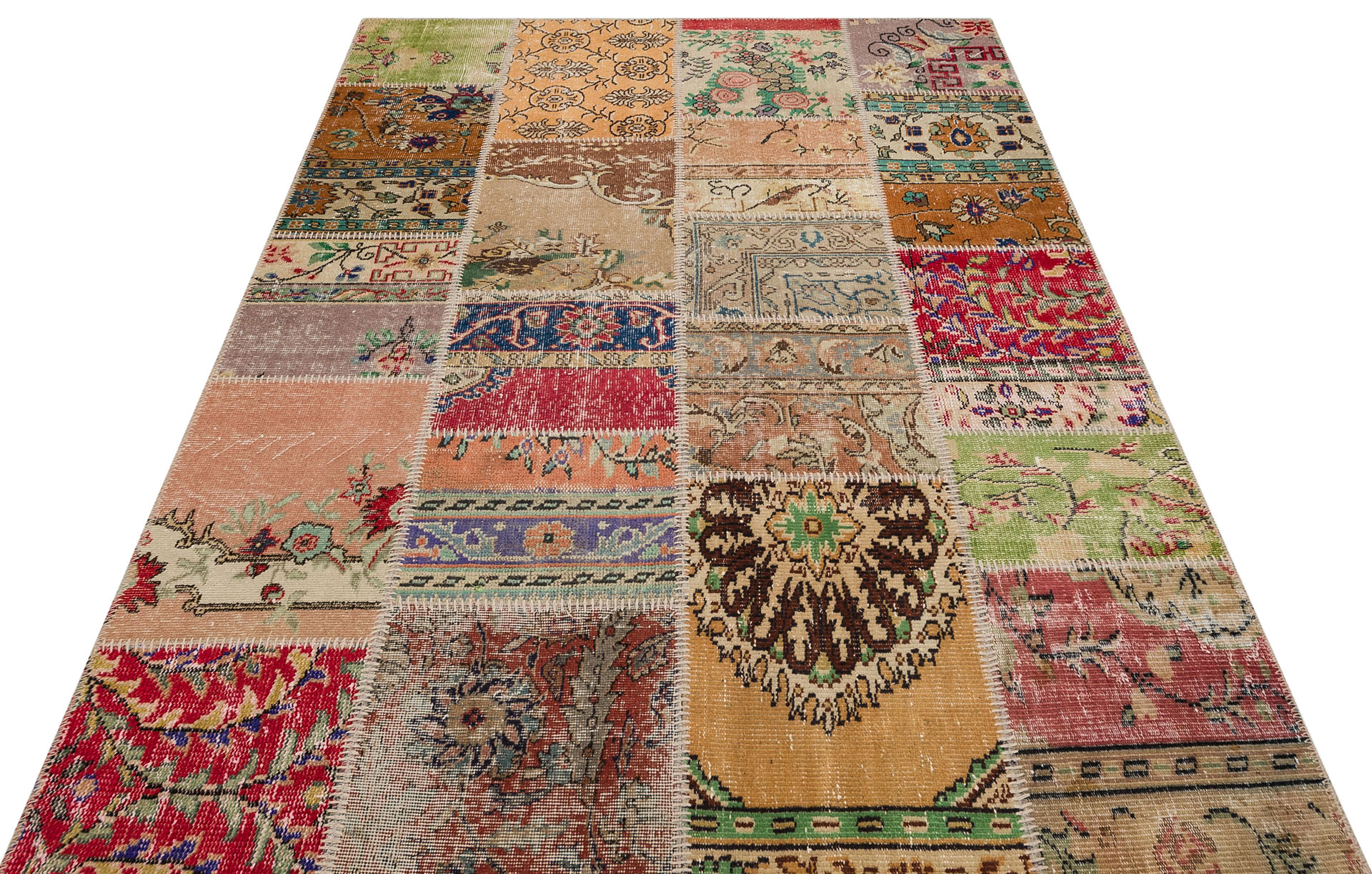 Klasik Modern Patchwork Eskitme El Dokuma Halı 160x230 cm 6202