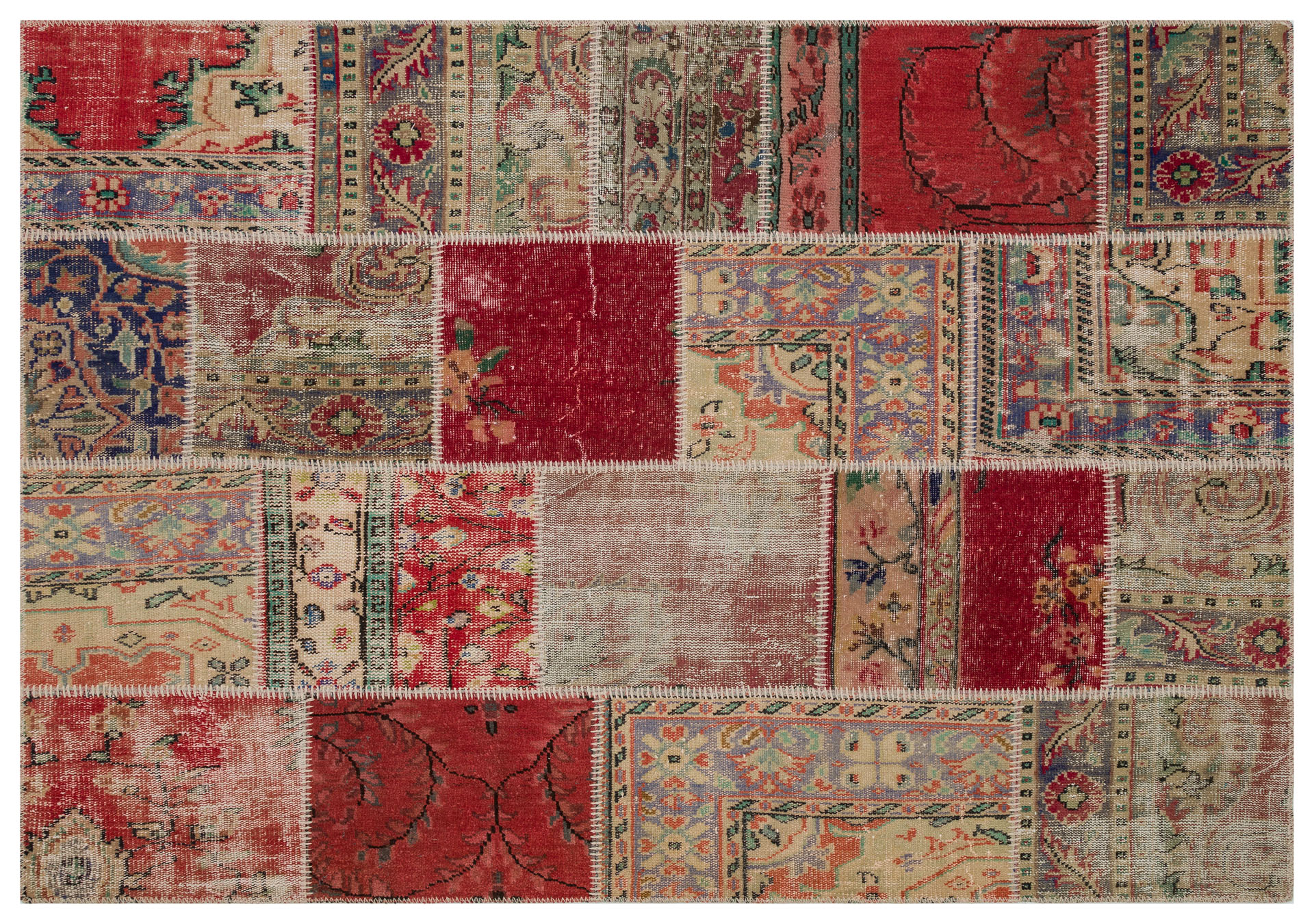 Klasik Modern Patchwork Eskitme El Dokuma Halı 160x230 cm 6203 - Görsel 4