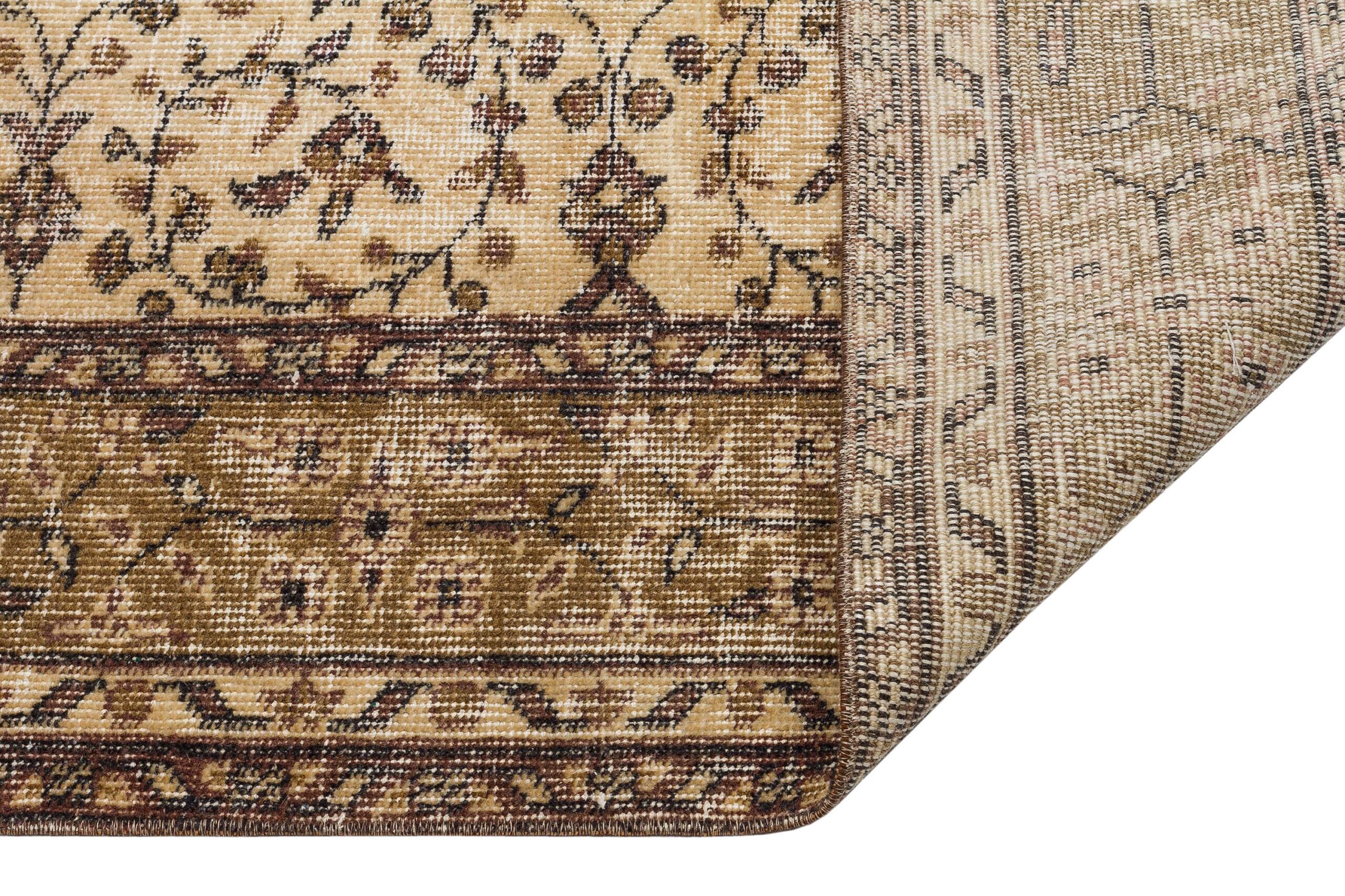 Exclusive Vintage Distressed Hand-Woven Rug | Beige — detail view 3, handmade vintage rug