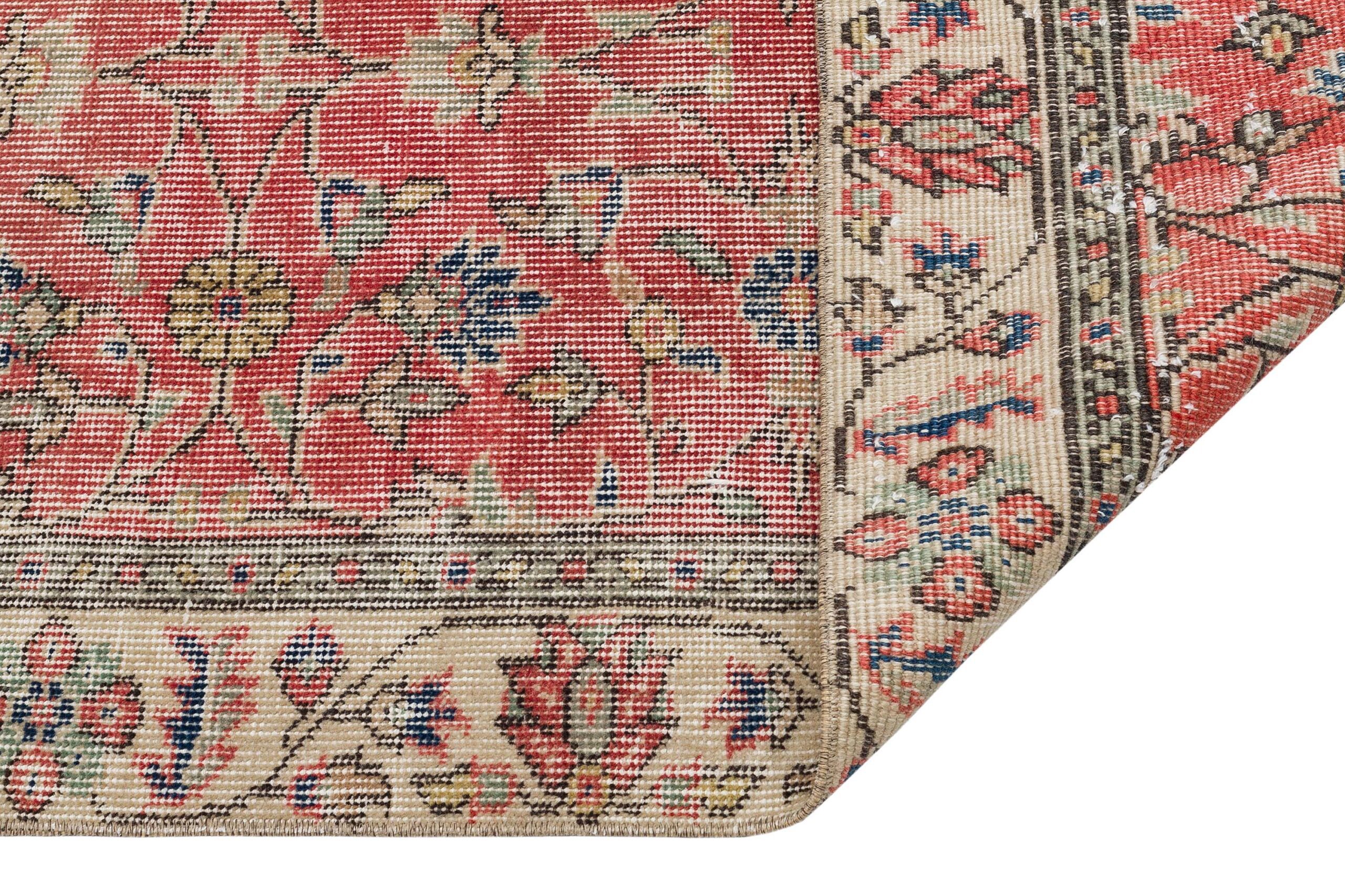 Classic, Modern, Vintage, Distressed, Hand-Woven Rug | Red — detail view 3, handmade vintage rug