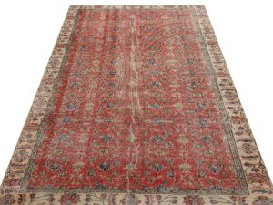 Klasik Modern Vintage Eskitme El Dokuma Halı 138x227 cm 9838 | Kırmızı