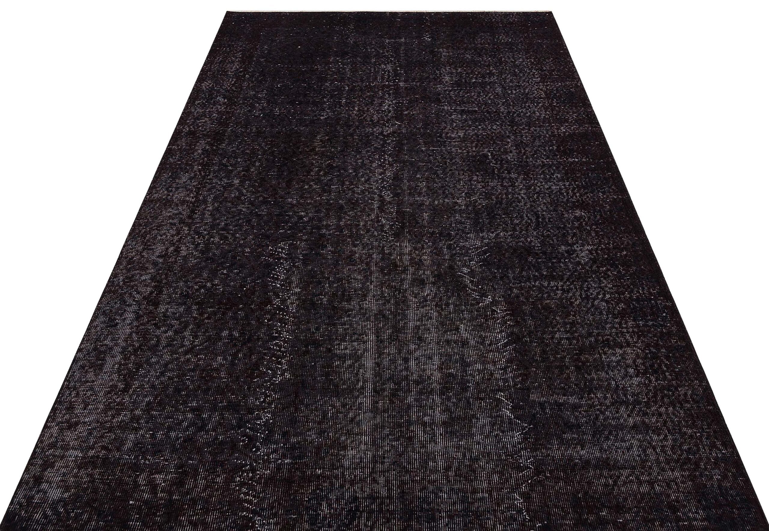 Özel Vintage El Dokuma Eskitme Halı158x254 cm 9845  |  Siyah