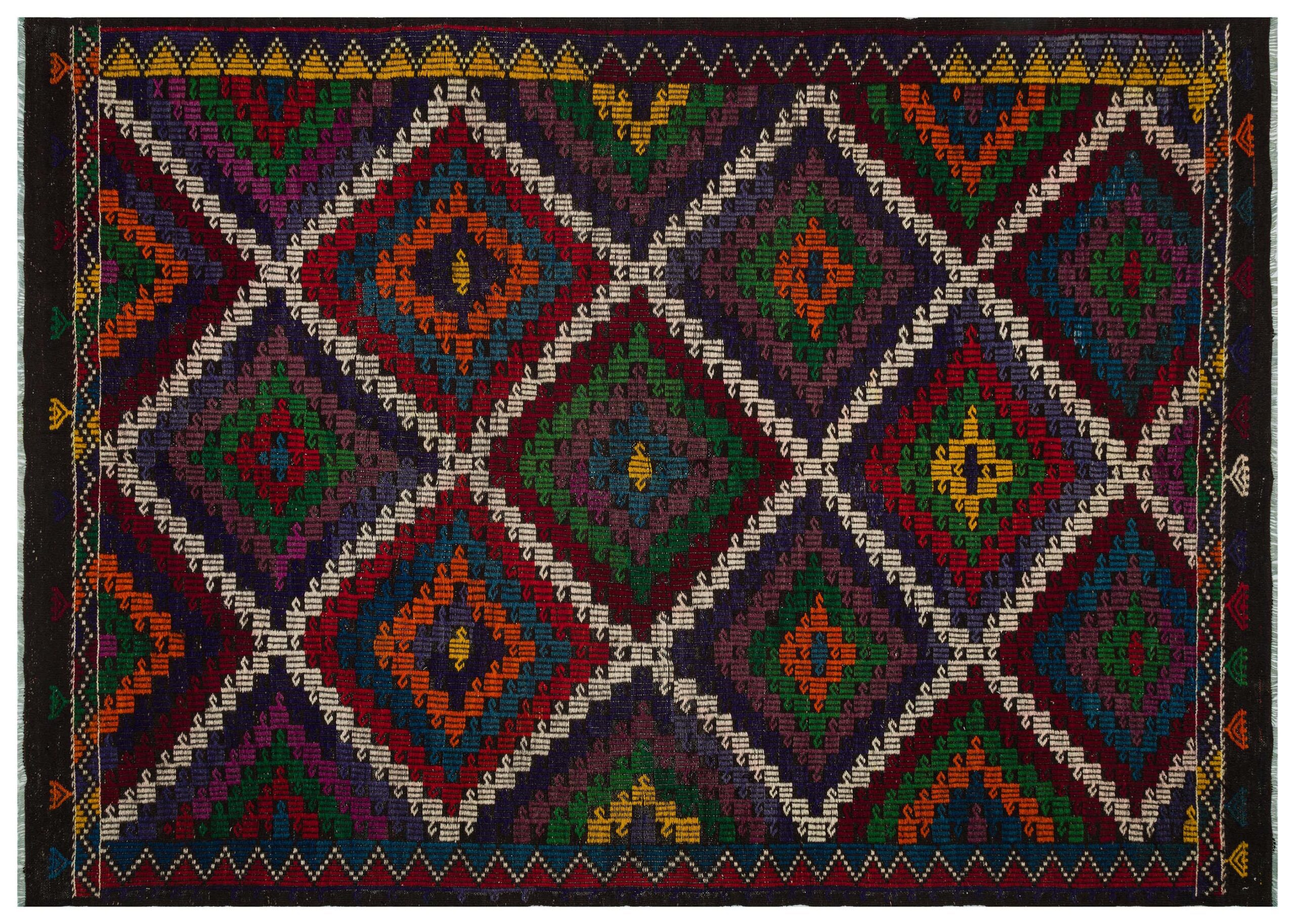 Unique Anatolian Vintage Distressed Handwoven Kilim | Colorful — detail view 3, kilim vintage rug