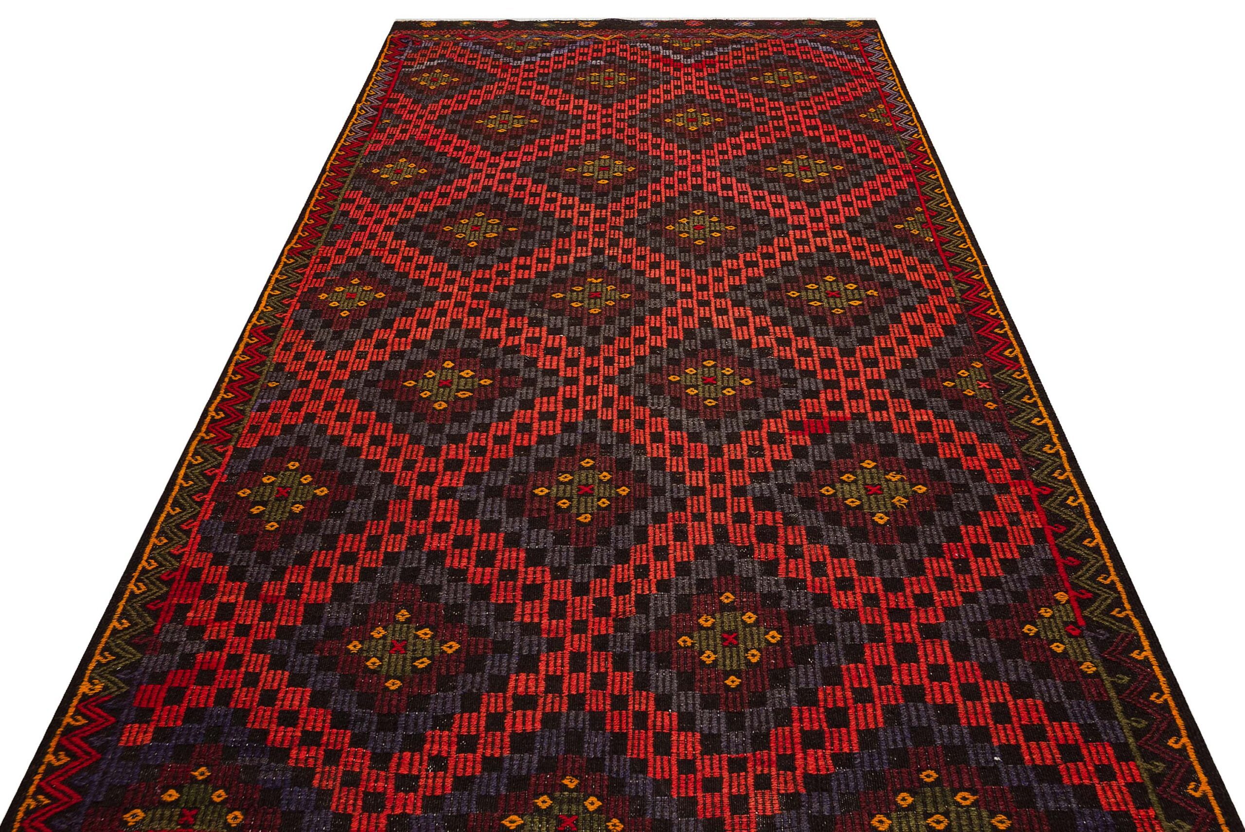 Gerçek El Dokuma Eskitme Kilim 176x320 cm 9856  |  Renkli