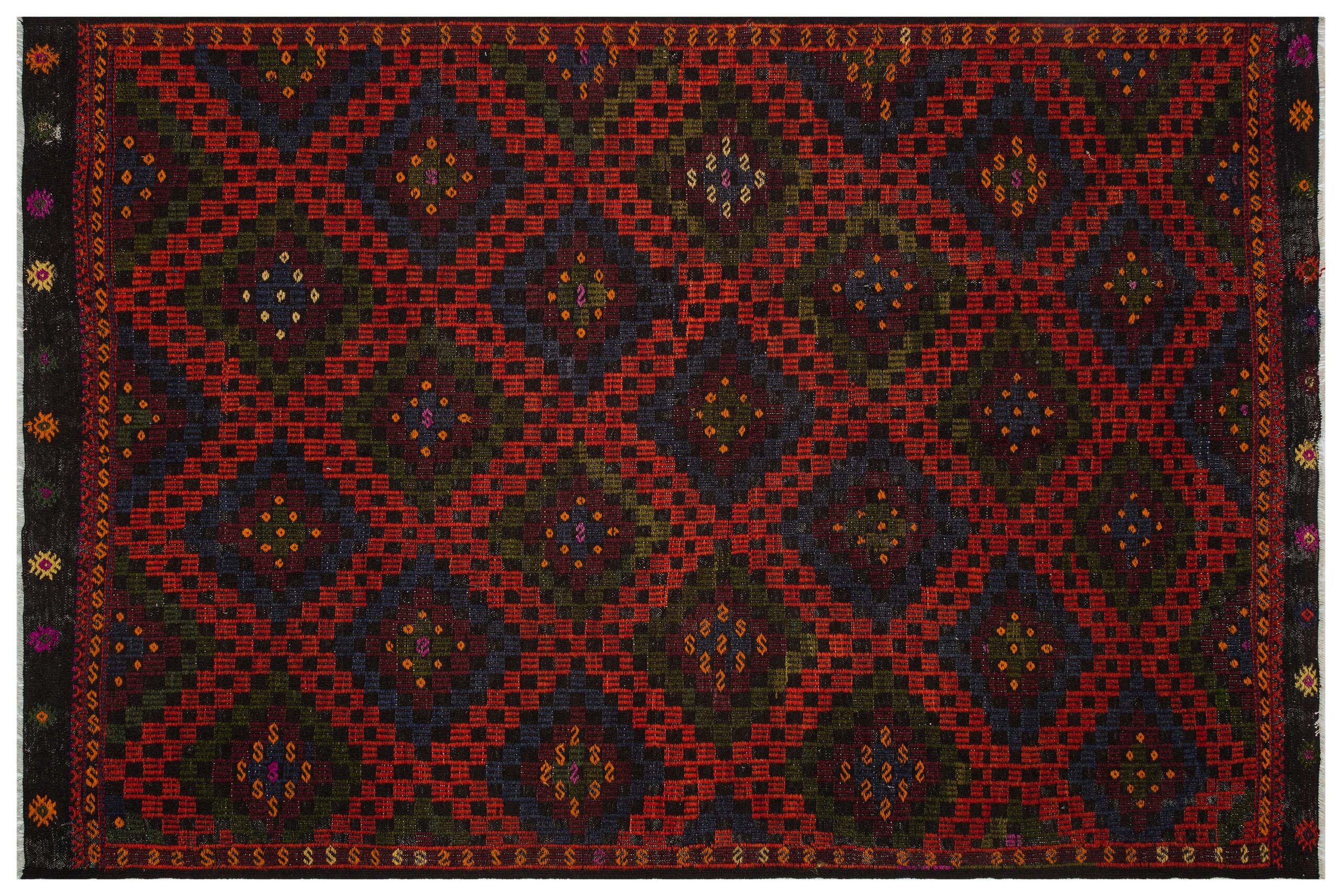 Vintage Hand-Woven Kilim of Unparalleled Beauty, | Colorful — detail view 3, kilim vintage rug