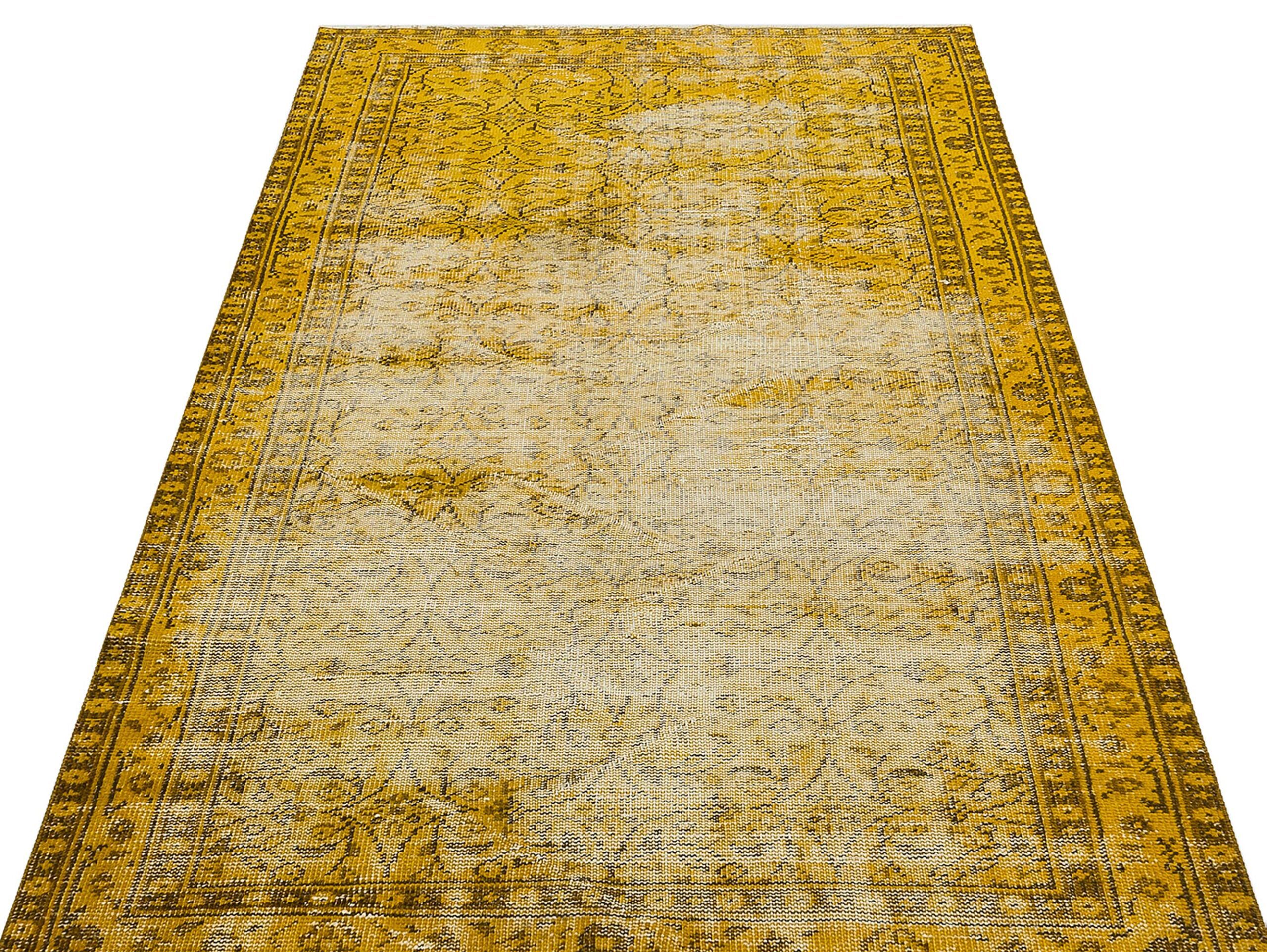 Eşsiz Anadolu Vintage Eskitme El Dokuma Halı 132x221 cm 9873  |  Sarı