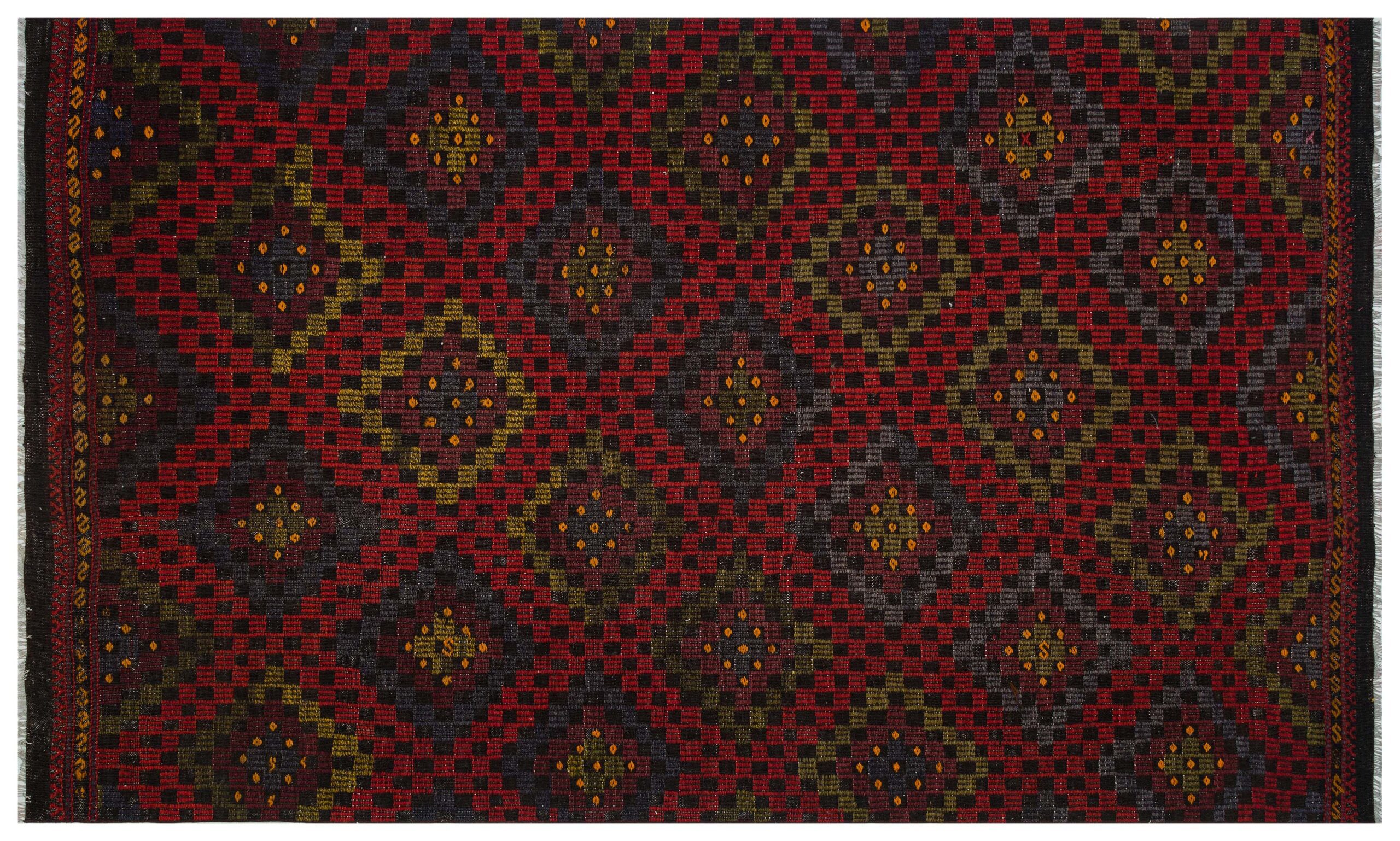 Classic, Modern, Vintage, Distressed, Handwoven Kilim | Colorful — detail view 3, kilim vintage rug