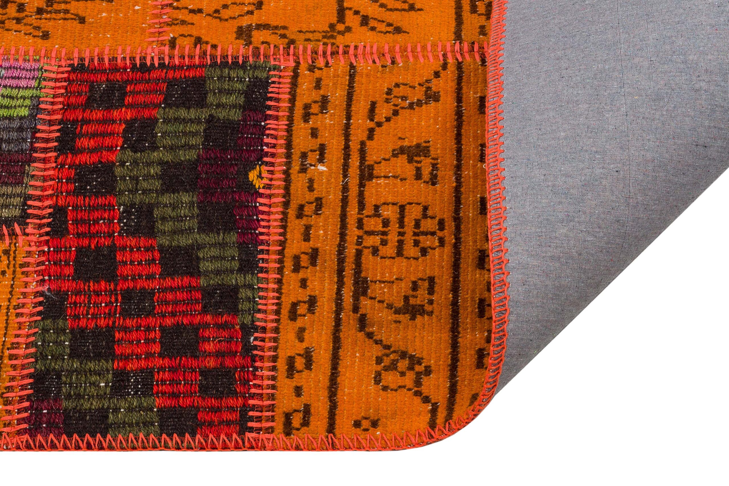 Handmade Vintage-Style Wool Patchwork Rug — detail view 2, handmade vintage rug