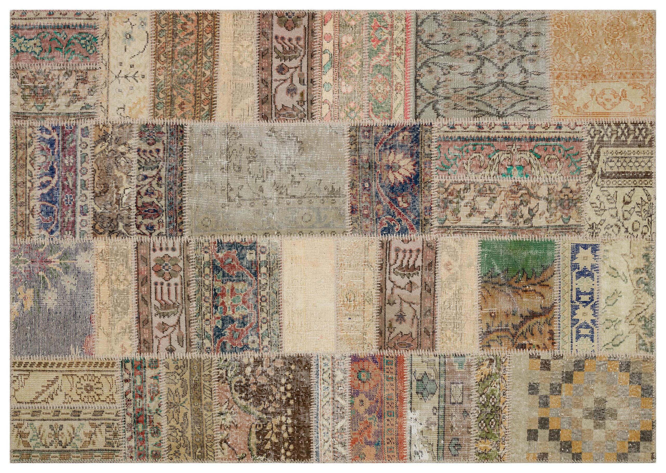 Handmade Traditional Patchwork Rug — detail view 3, handmade vintage rug