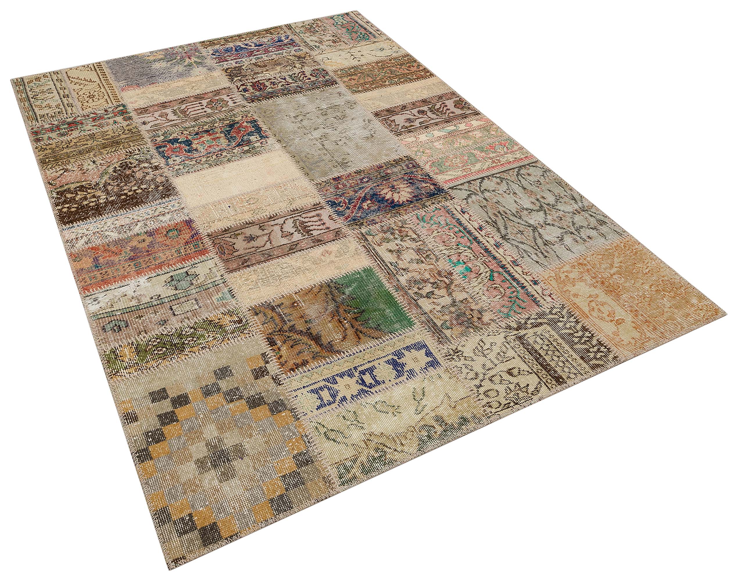Handmade Traditional Patchwork Rug, vintage rug, Handmade, hand-knotted cotton, size 160 × 230 cm, from Van