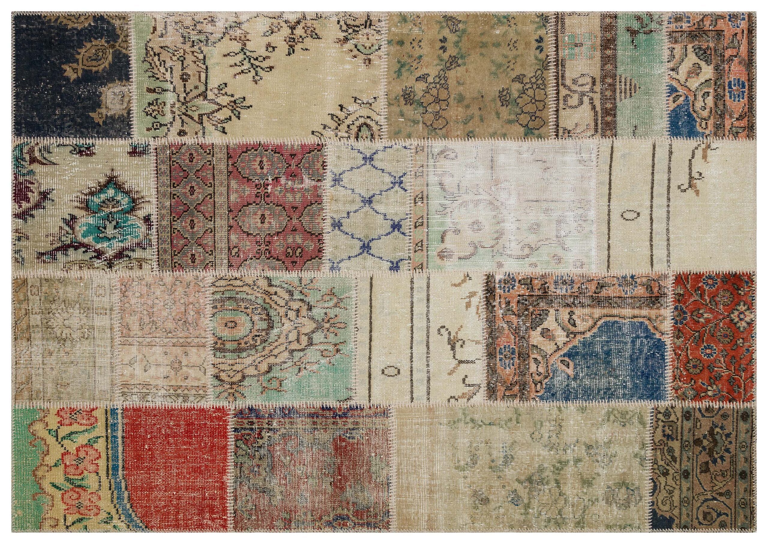 Handmade Beaded Patchwork Rug — detail view 3, handmade vintage rug