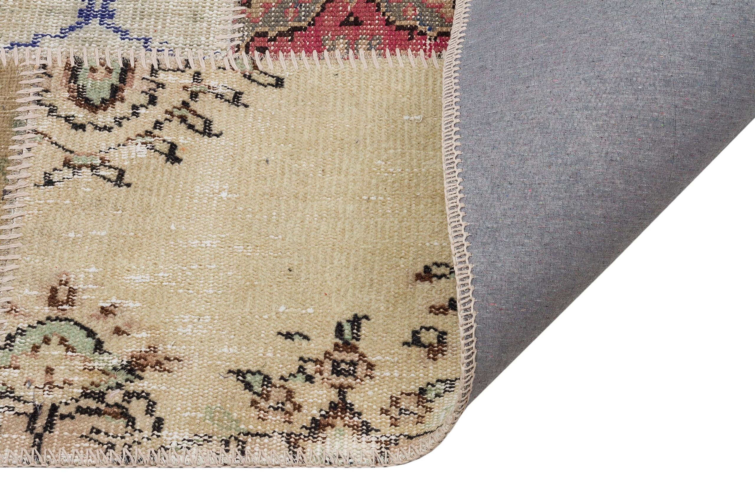 Handmade Beaded Patchwork Rug — detail view 4, handmade vintage rug