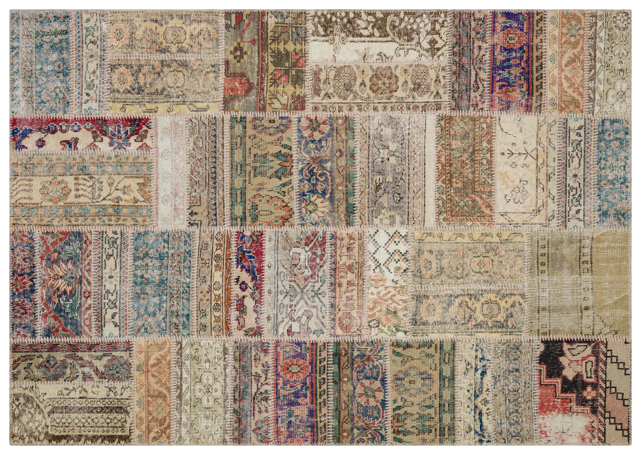 Magnificent Patchwork Rug with Rich Patterns — detail view 3, handmade vintage rug