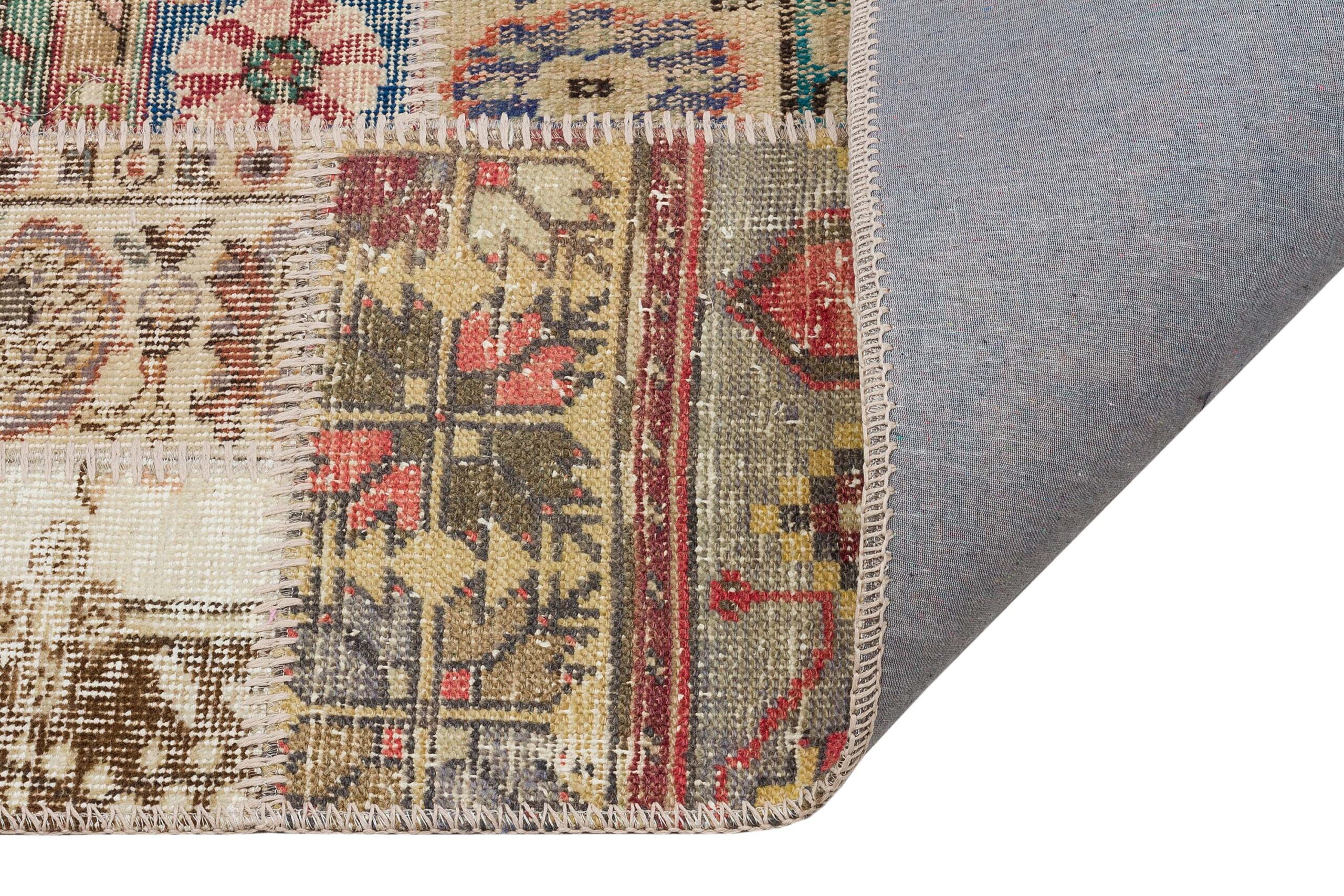 Magnificent Patchwork Rug with Rich Patterns — detail view 4, handmade vintage rug
