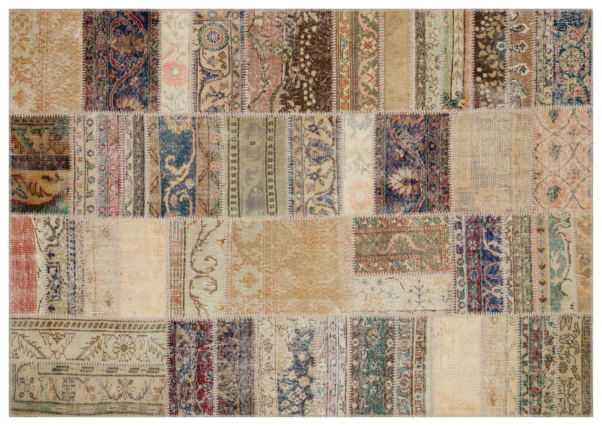 Patchwork Rug, Carefully Crafted Down to the Last Detail — detail view 3, handmade vintage rug