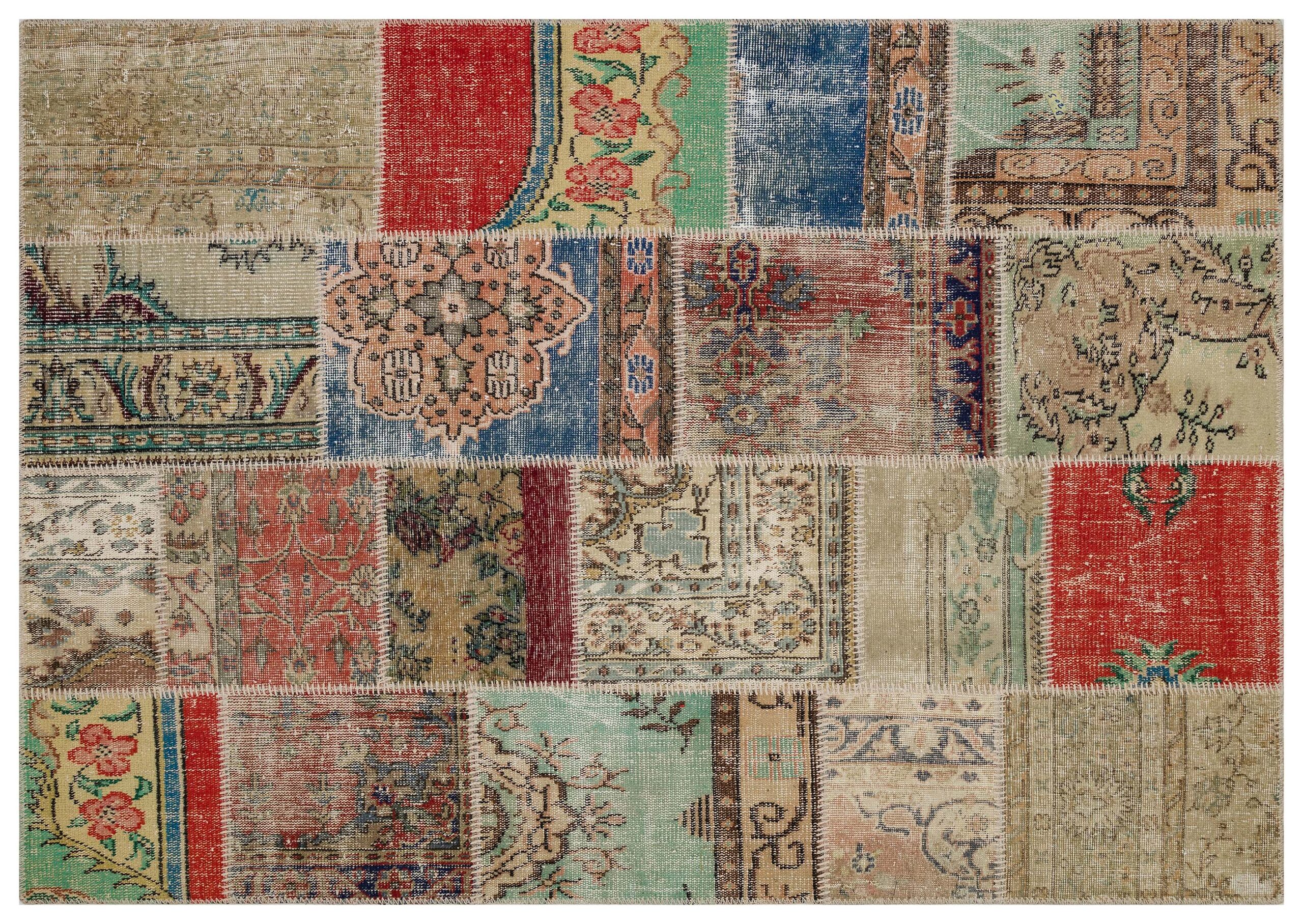 A Patchwork Rug That Stands Out for Its Unique Design — detail view 3, handmade vintage rug