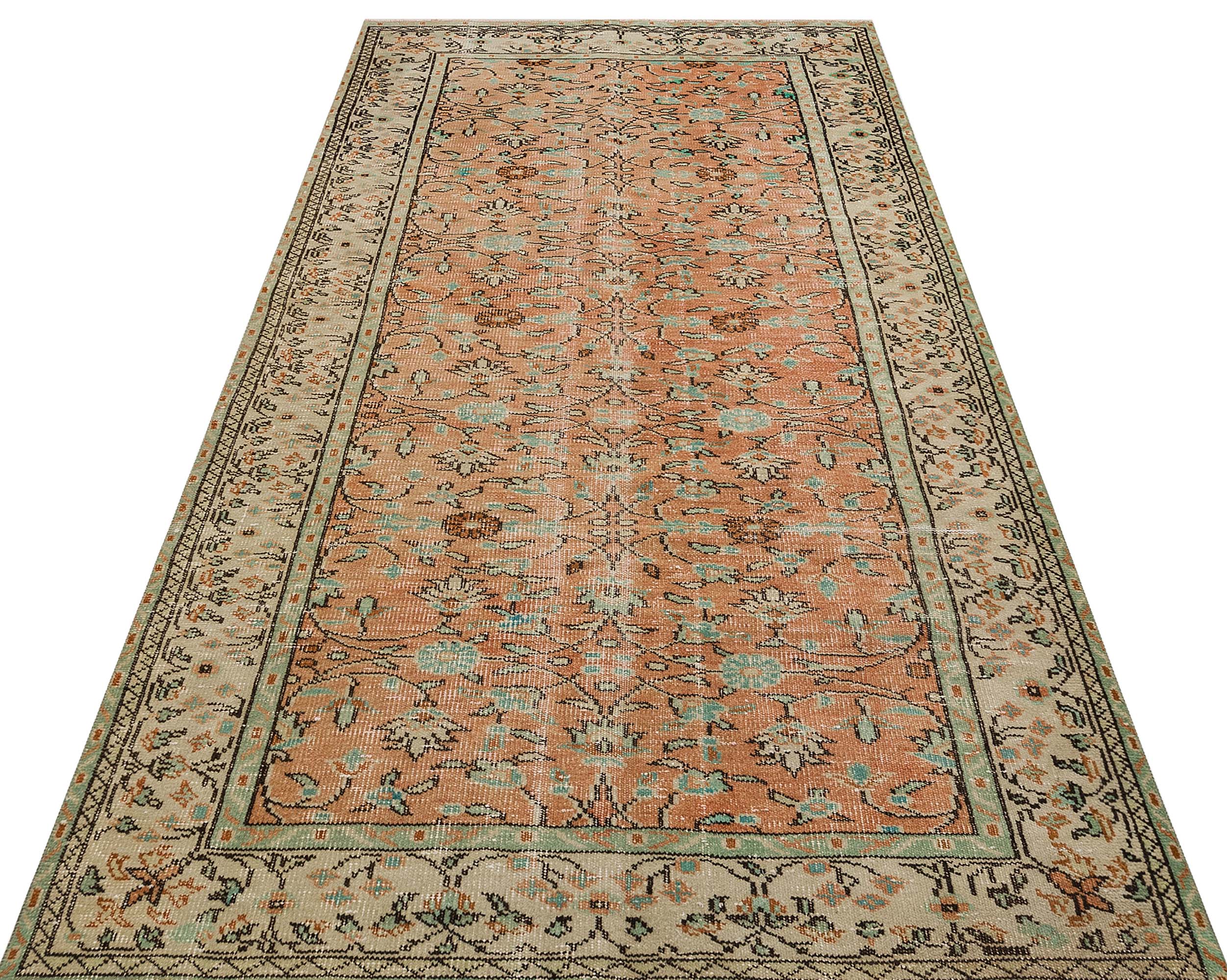 Etnik Desenli El Dokuma Kilim Halı Alev turuncusu 147x258 cm - 9883
