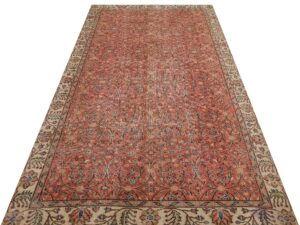 Rengarenk Eskitme El Dokuma Halı 160x275 cm 9893 - Kırmızı