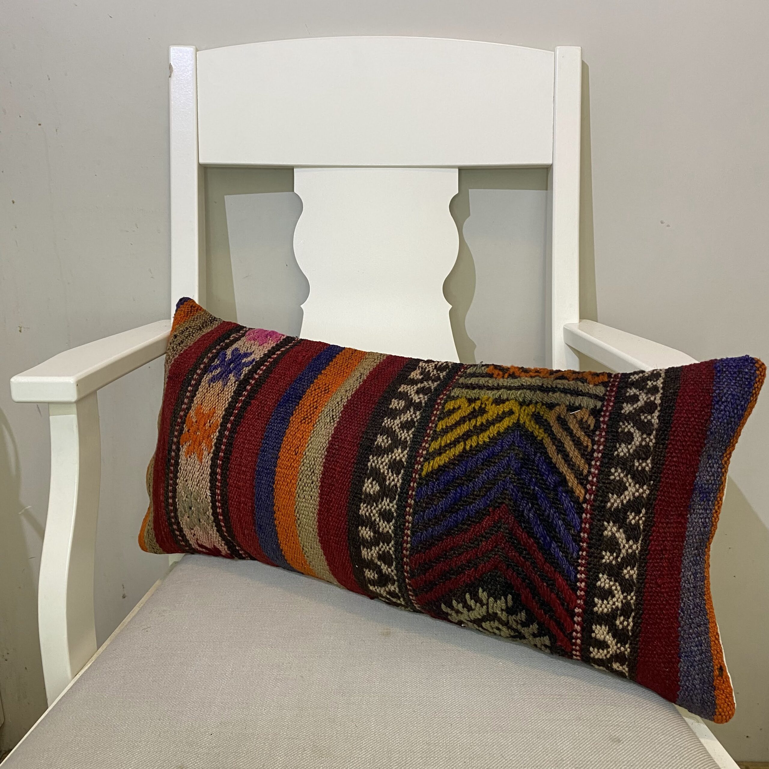 Hand-Woven Patchwork Pillowcase, vintage rug, Kilim, hand-knotted wool, size 30 × 60 cm, from Sivas